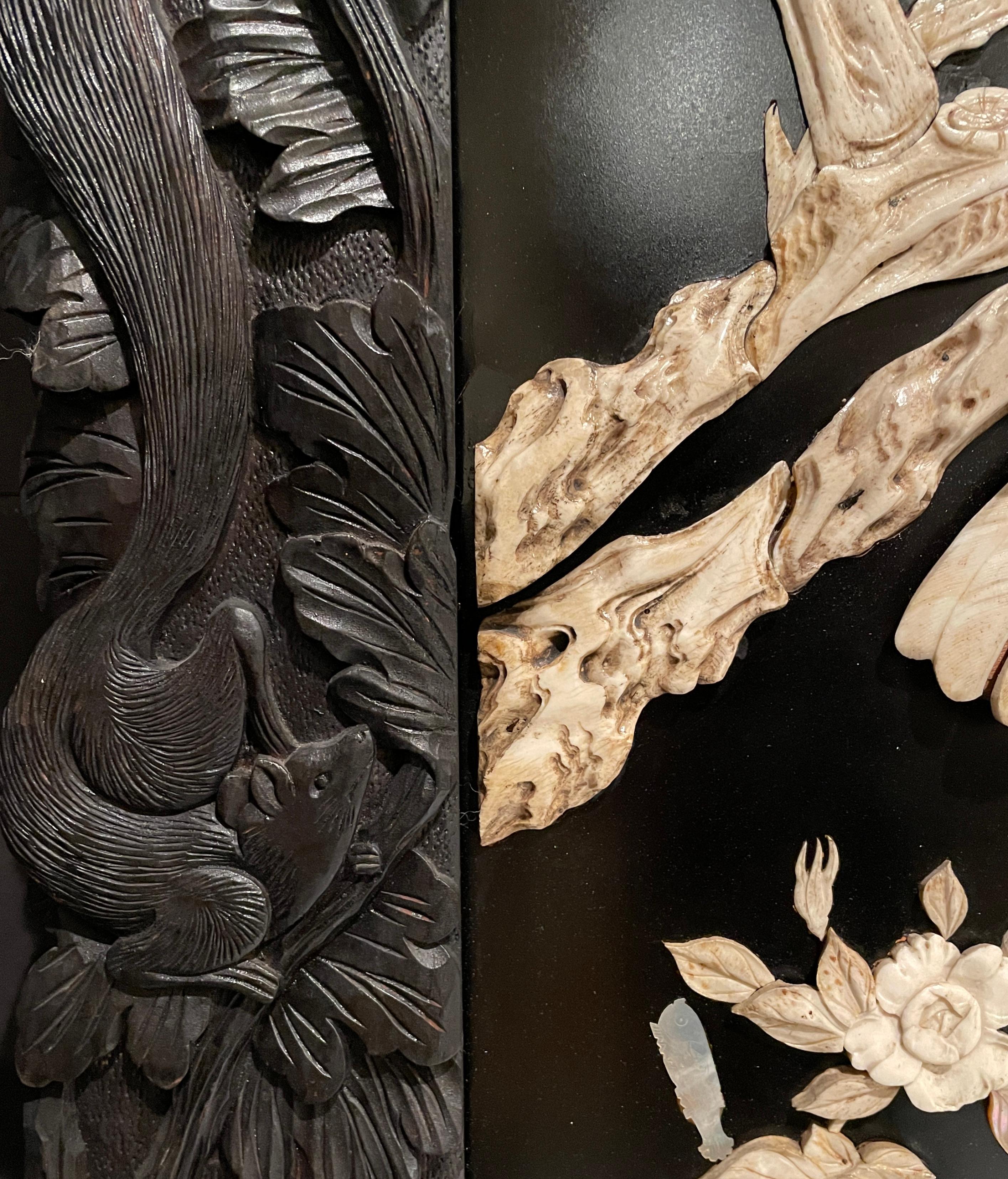 Pair Of Shibayama Carved Figural Panels 2