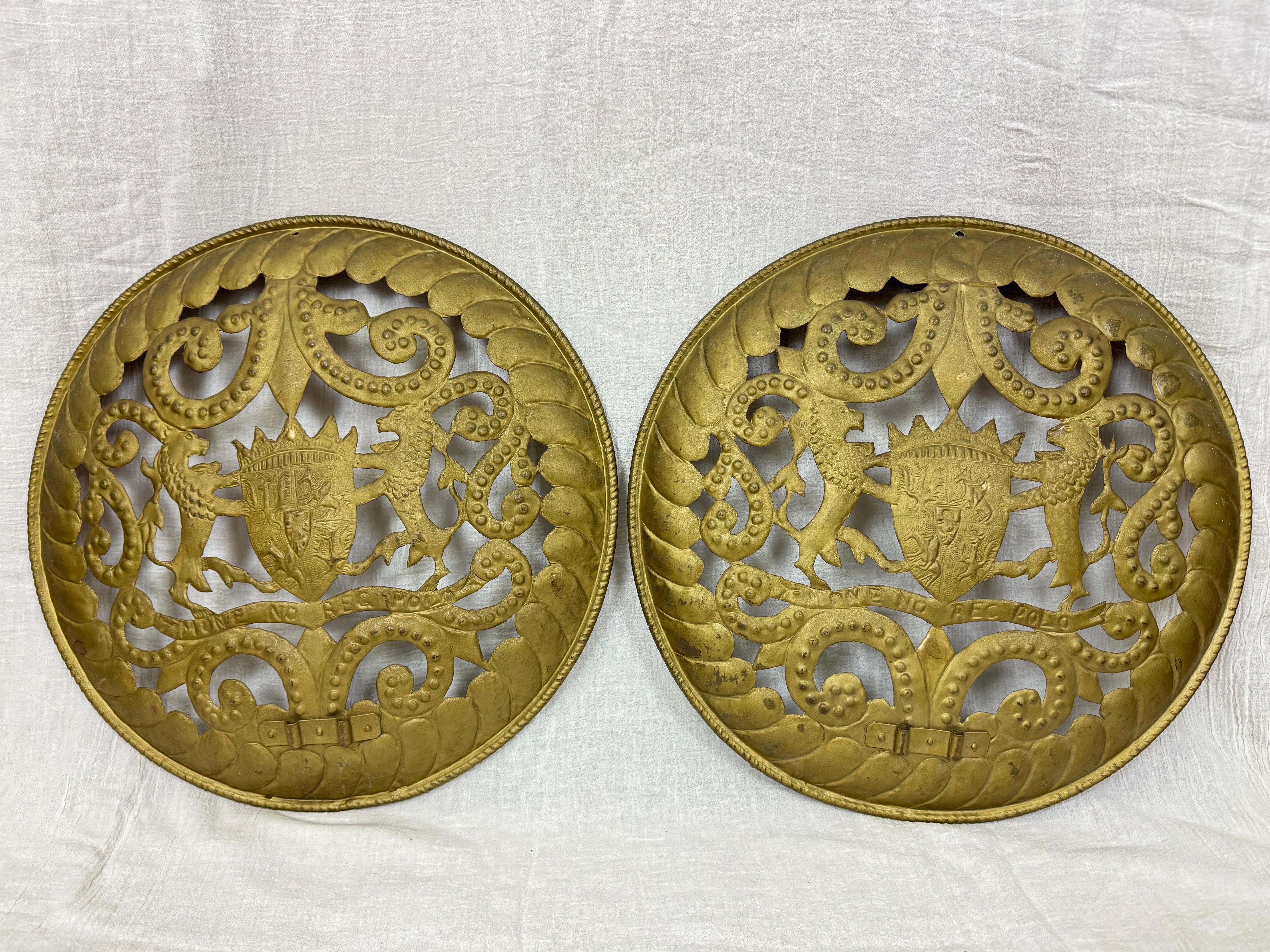 Pair of Shield Form Wall Sconce Bases In Good Condition For Sale In Redding, CT