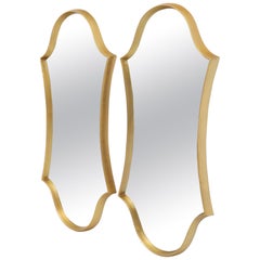 Pair of Shield Shape Cartouche-Form Gold Gilt Frames Mirrors