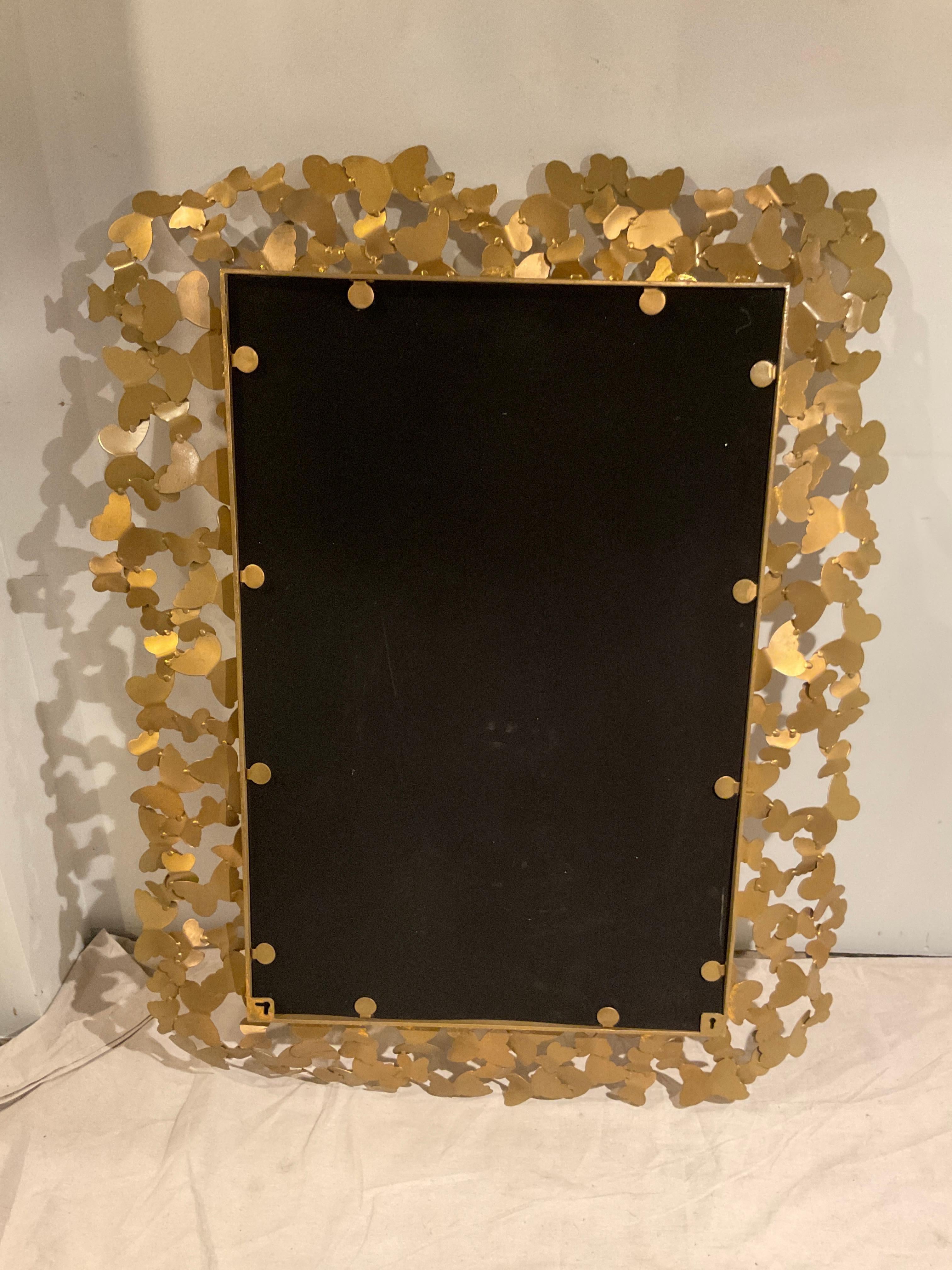 Pair Of Shimmering Gold  Metal Butterfly Frames For Mirrors For Sale 4