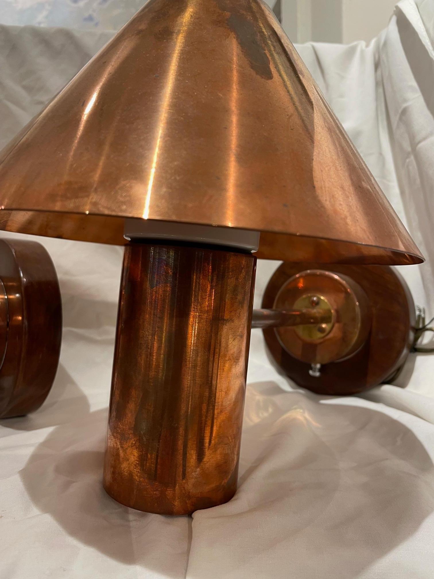 Pair of Ship's Copper Bunk Wall Lights, 1970's In Good Condition For Sale In Nantucket, MA