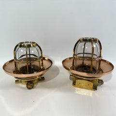 Pair of Ships Copper Cargo Light Fixtures