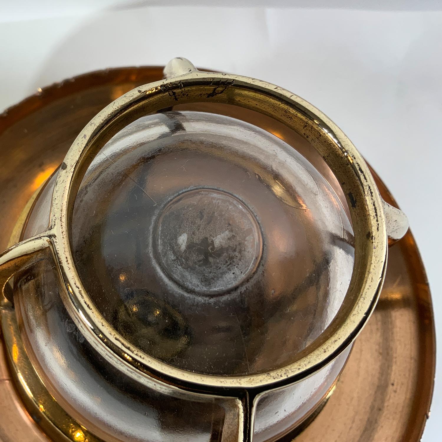 Late 20th Century Pair of Ships Copper Cargo Light Fixtures