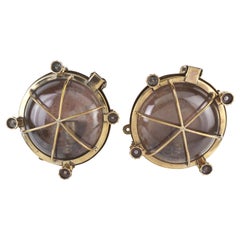 Pair of Ship's Nautical Brass Passageway Wall Lights, 1970s