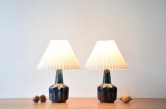 Pair of Søholm Stentøj Small Blue Table Lamp, Einar Johansen, Danish 1960s