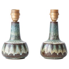 Pair of Søholm Stentøj Table Lamps, Organic Modern Glazed Stoneware, 1960s