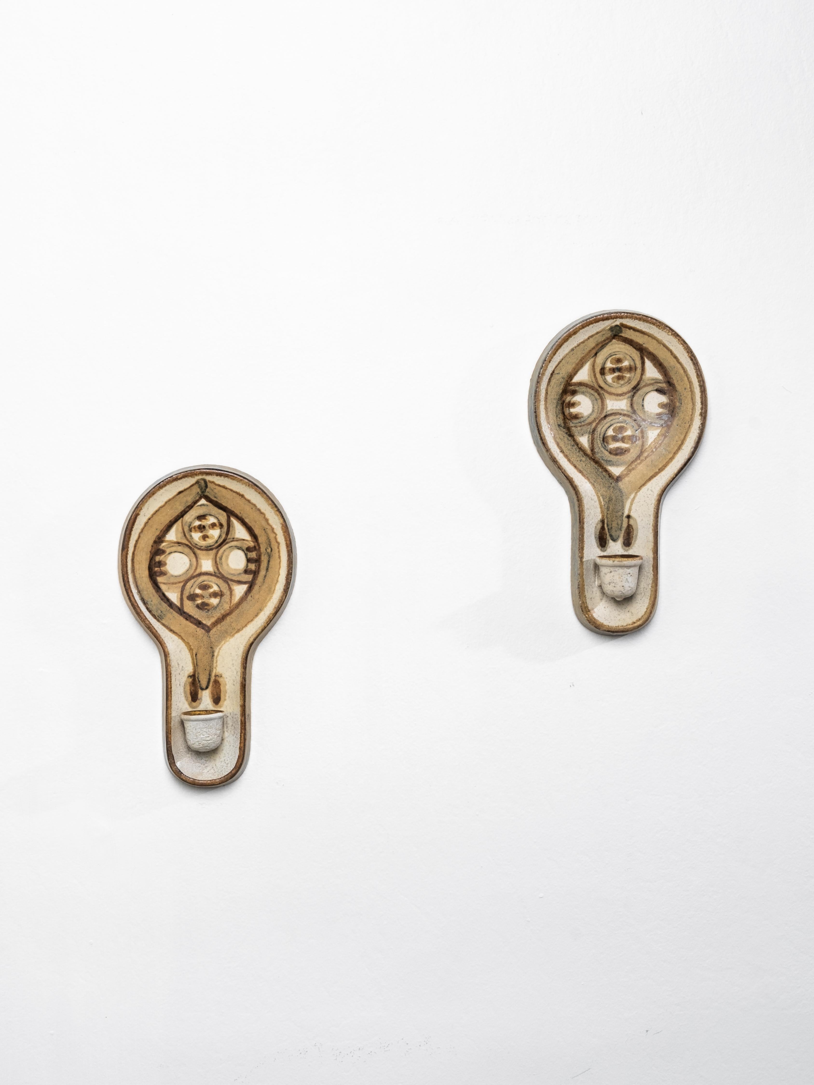 Scandinavian Modern Pair of Søholm Wall Candle Sconces by Backhausen & Brandborg, 1970s For Sale