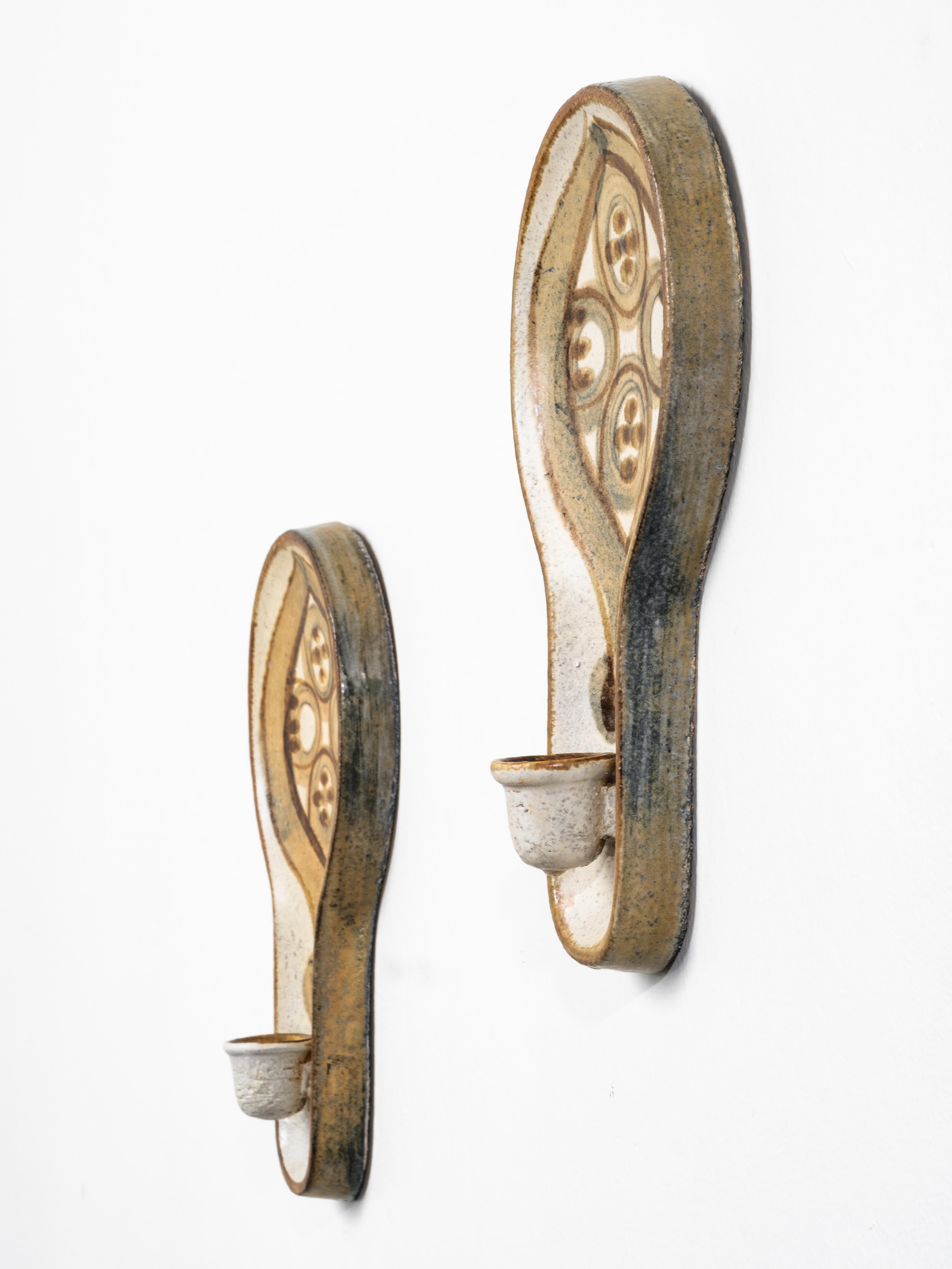 Stoneware Pair of Søholm Wall Candle Sconces by Backhausen & Brandborg, 1970s For Sale