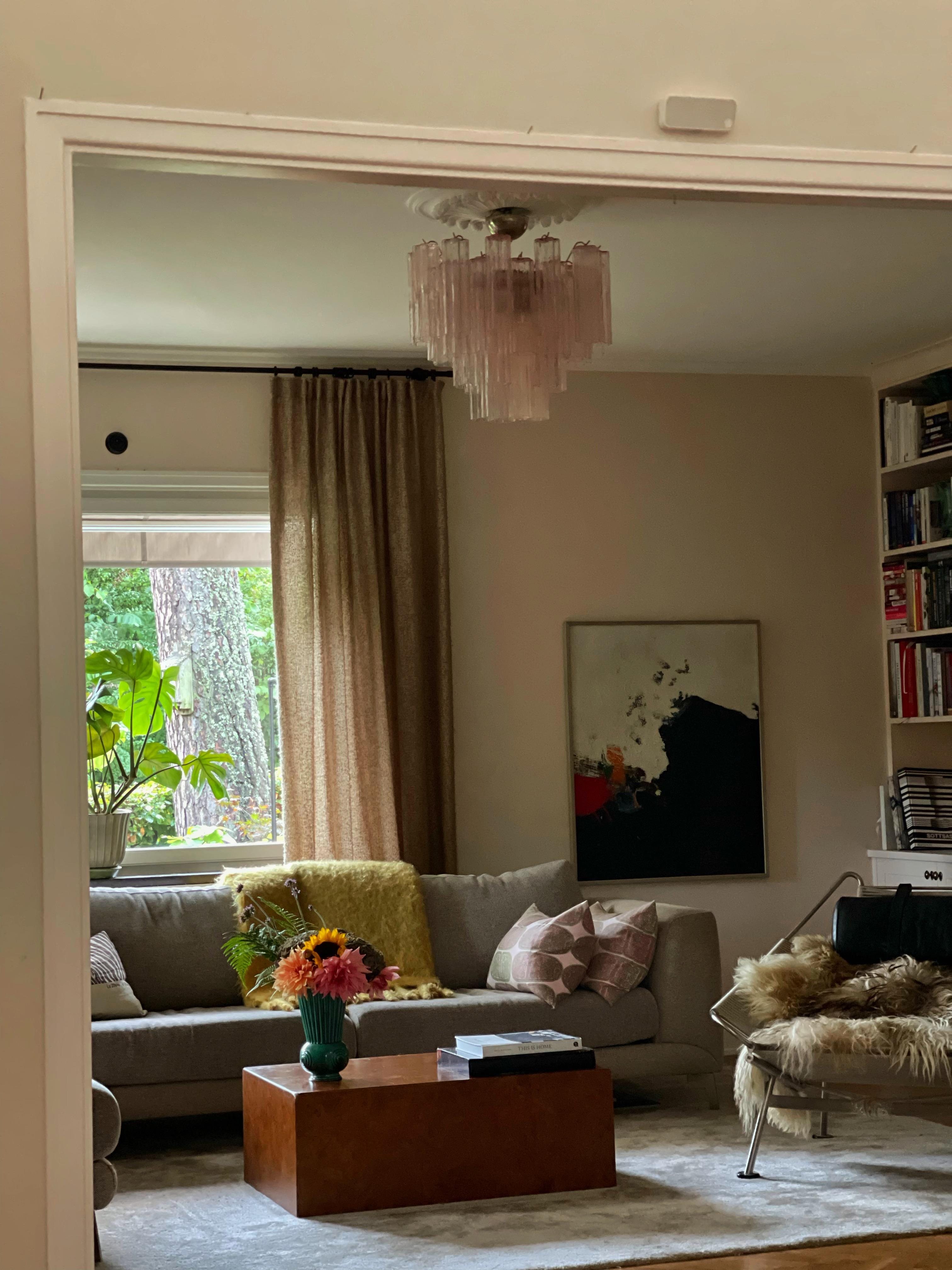 Coppia di lampadari corti rosa pastello di Murano * altezza 2,5 piedi in vendita 7