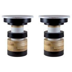 Pair of Short Sass Side Table from Souda, Small Marble Top, Made to Order