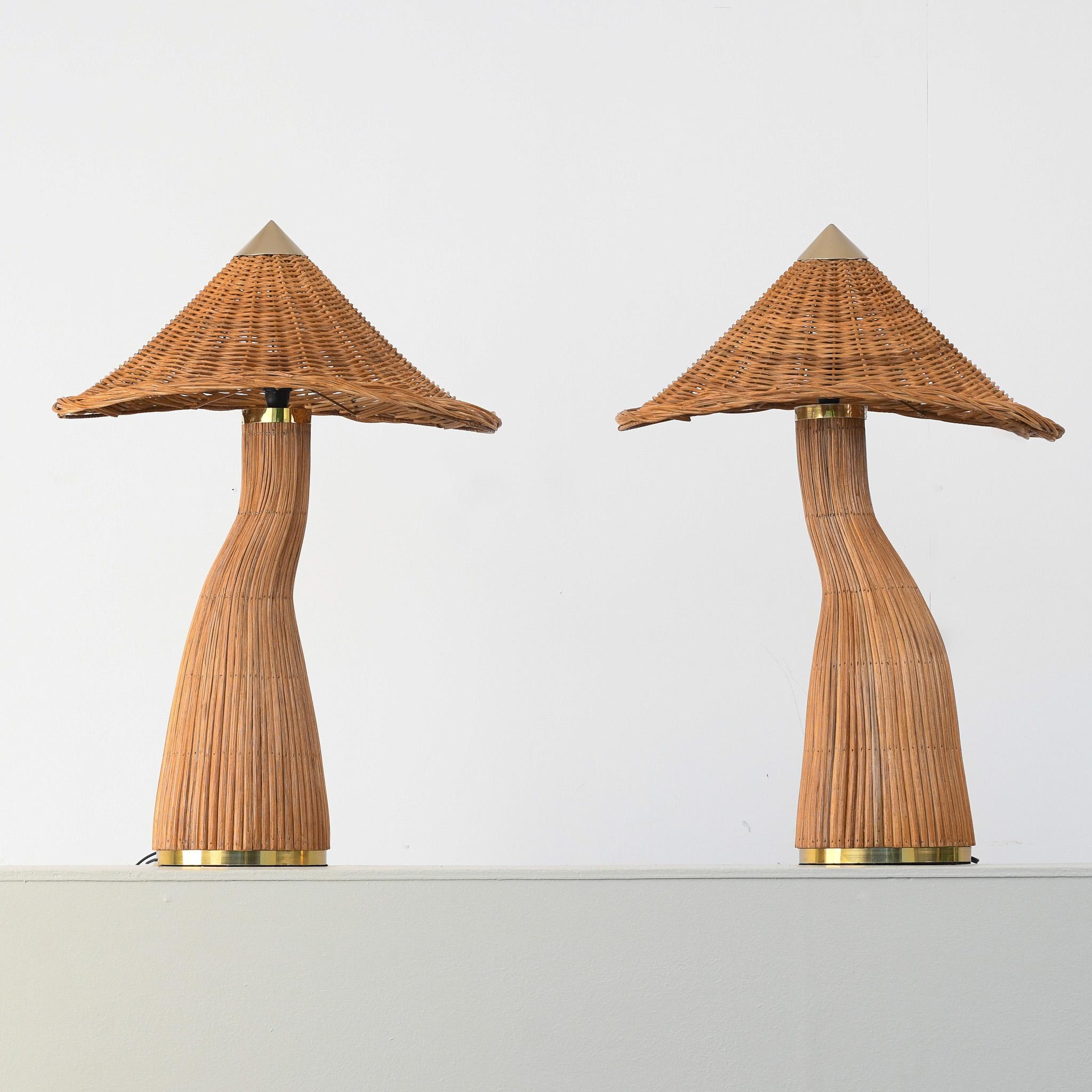 Pareja de Lámparas de Mesa de Ratán Champiñón en Nuevo estado para la venta en Oxford, GB