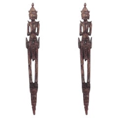 Paar siamanische Pilaster-Tempelfiguren