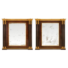 paire de miroirs siciliens néoclassiques du XVIIIe siècle, en acajou et bois doré
