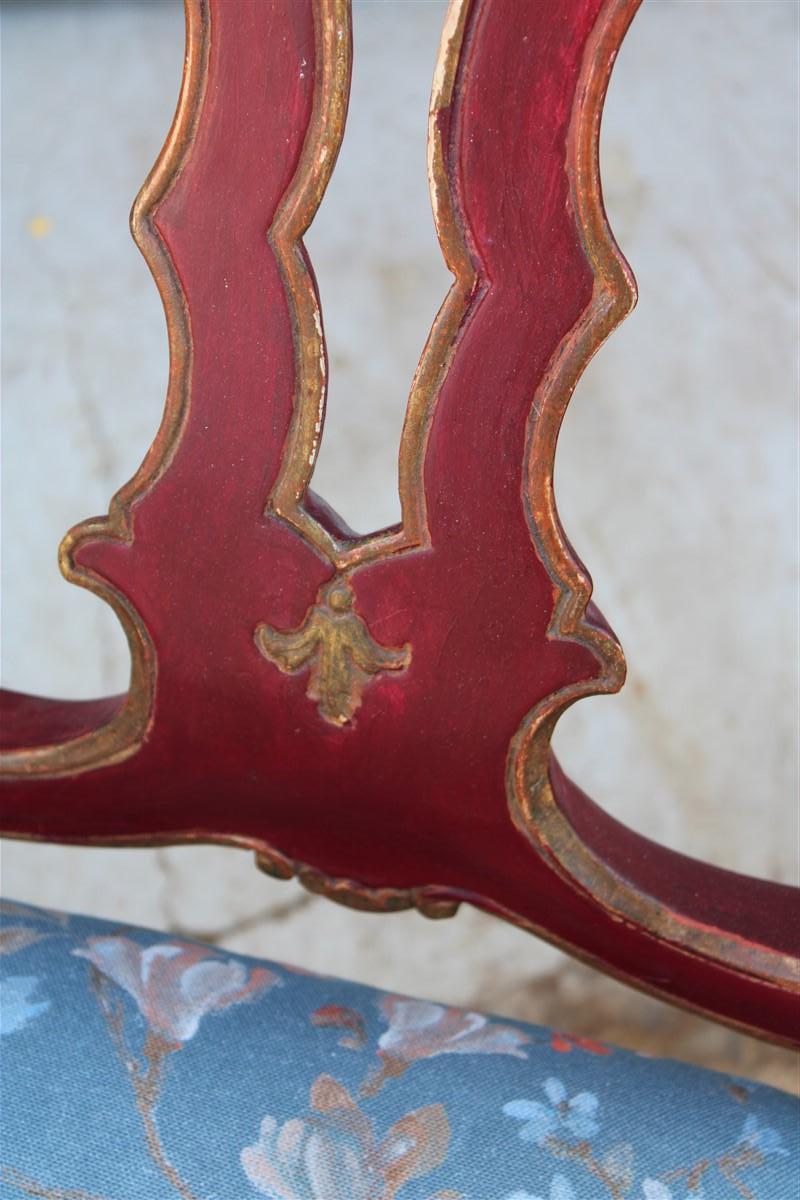 Pair of Sicilian Armchairs in Red Lacquer in the Style of Barocco 1700 For Sale 7