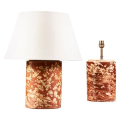 Pair of Sicilian Pharmacy Jars with Marbleised Glaze as Lamps