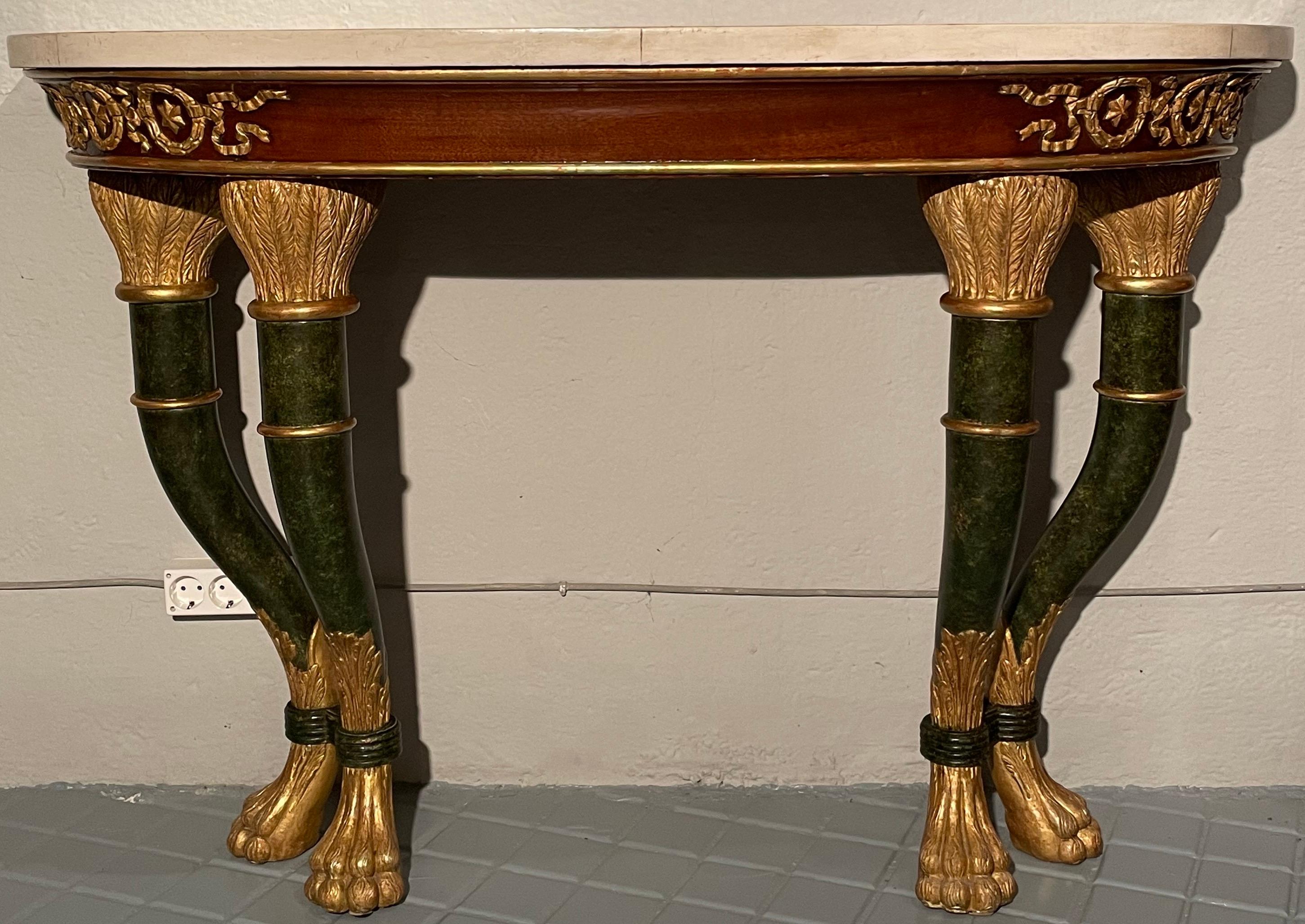 Italian Pair of Sicilians Consoles Made of Wood with Gilding and Stucco, 19th Century For Sale