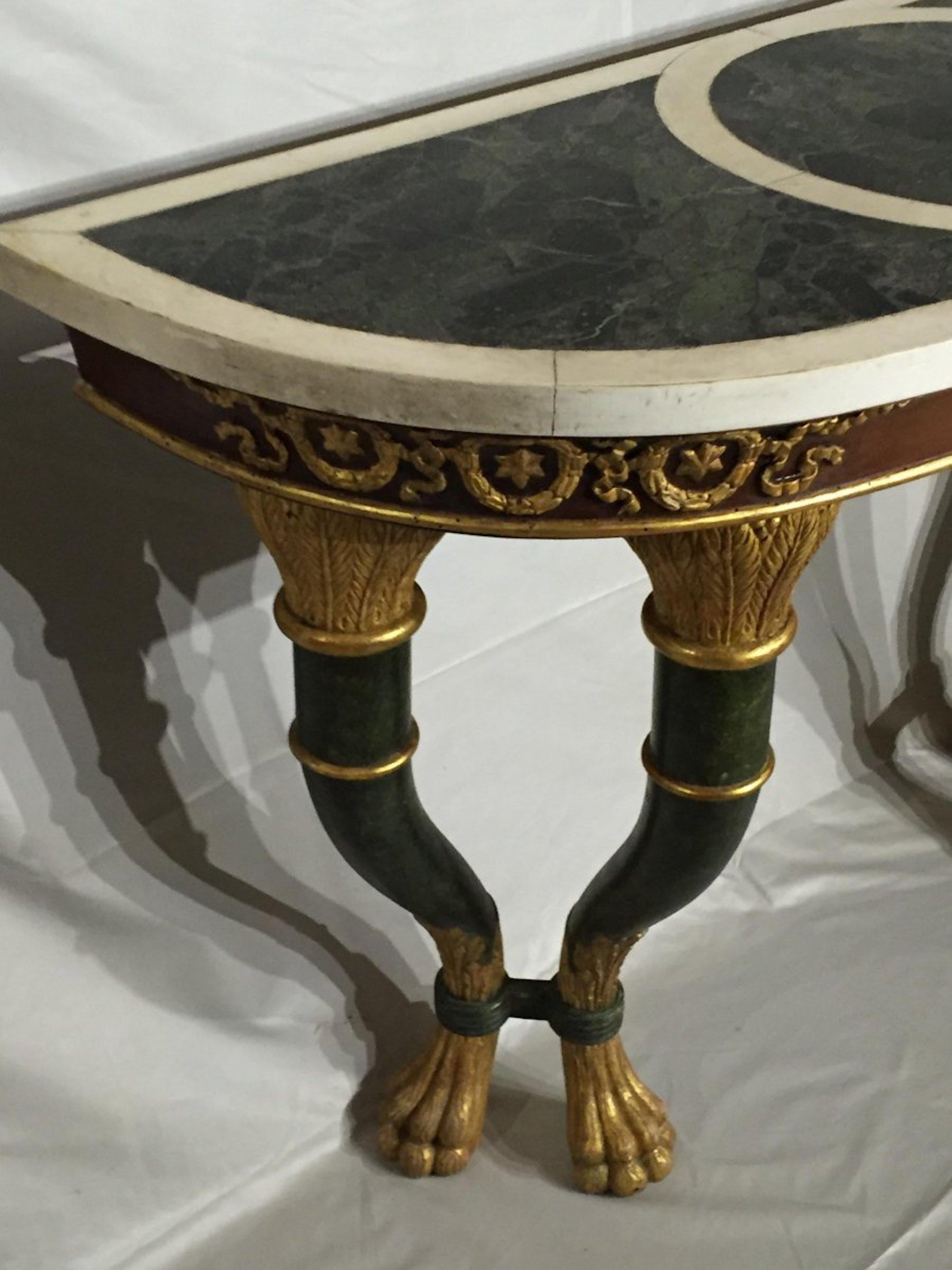 Pair of Sicilians Consoles Made of Wood with Gilding and Stucco, 19th Century For Sale 3
