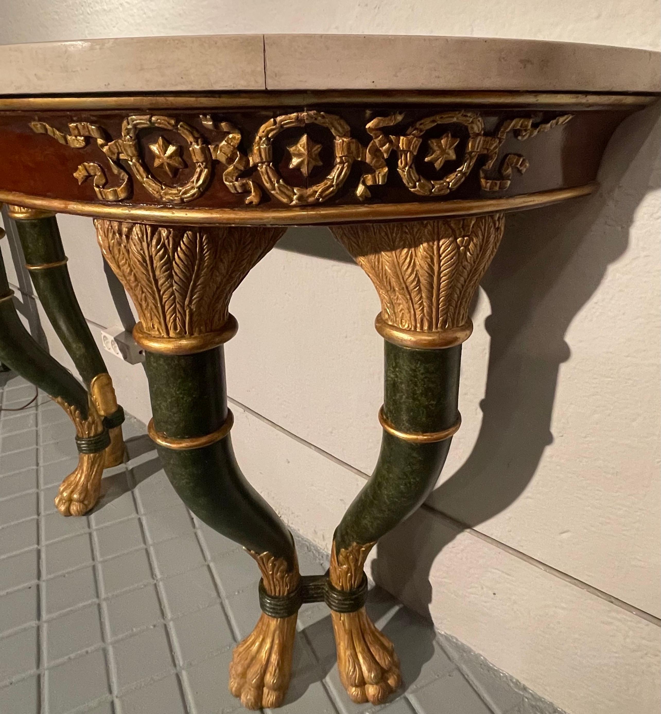 Pair of Sicilians Consoles Made of Wood with Gilding and Stucco, 19th Century For Sale 4