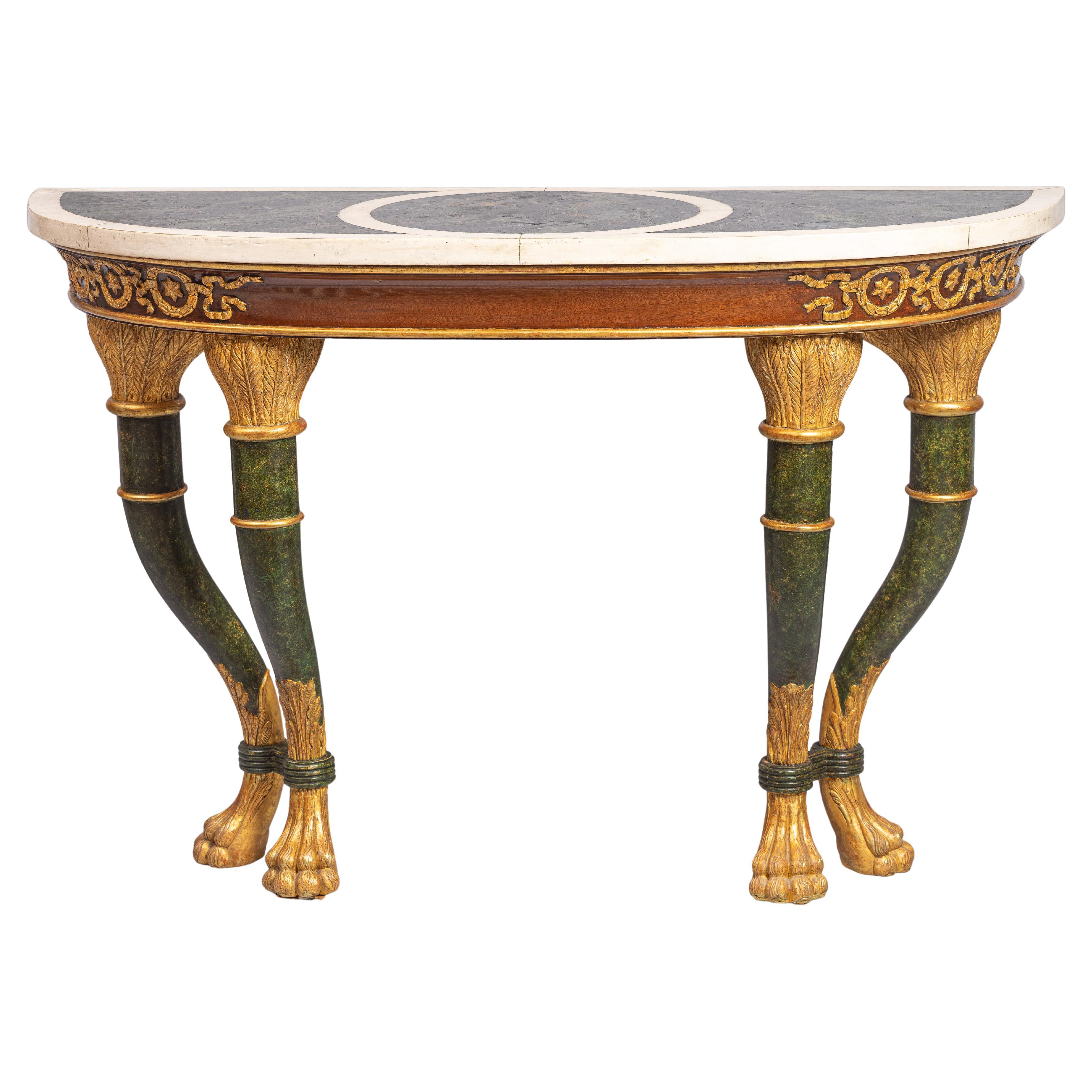 Pair of Sicilians Consoles Made of Wood with Gilding and Stucco, 19th Century For Sale