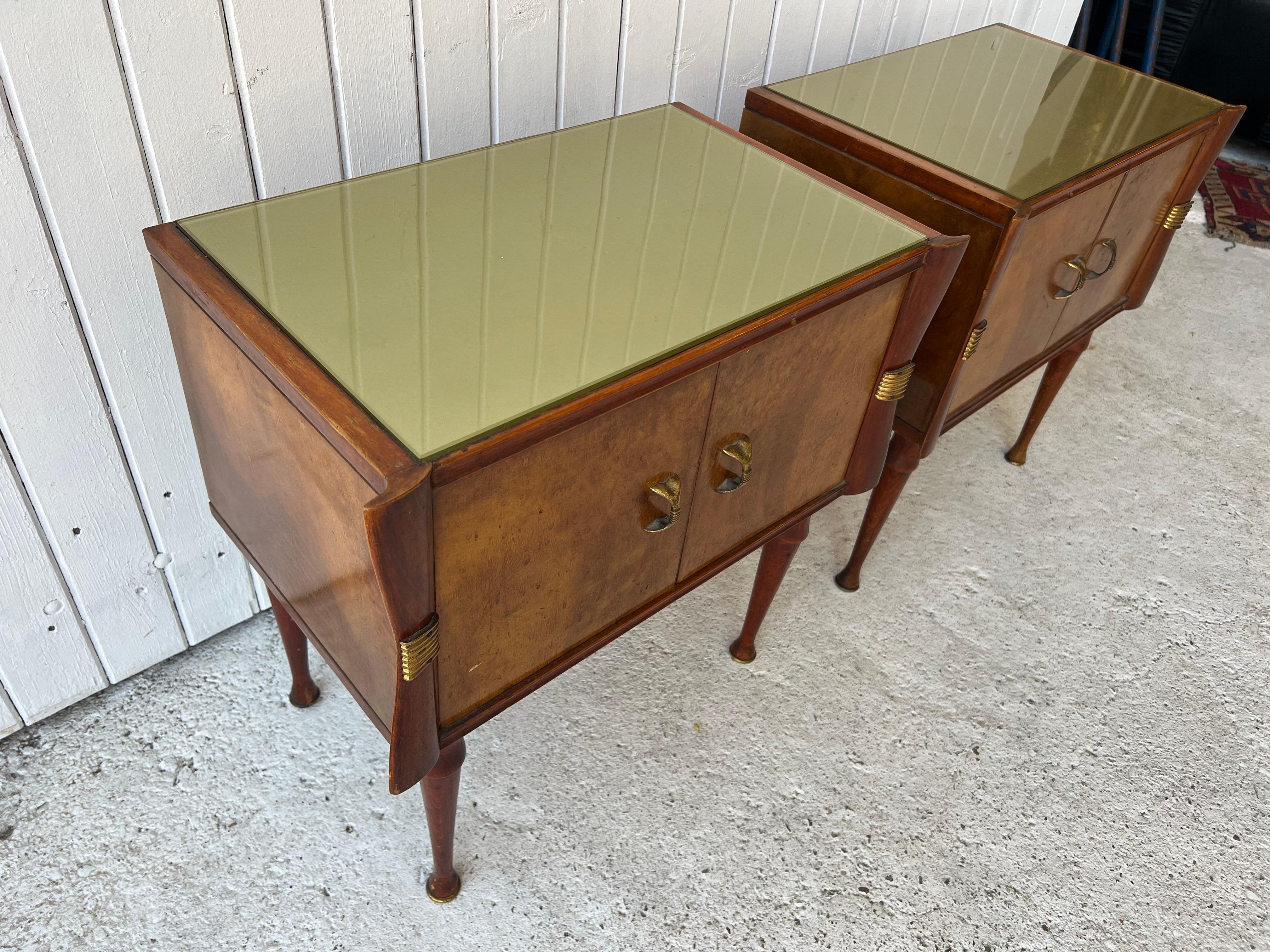 Pair of Side Bed Table, Midcentury Italian  In Good Condition For Sale In PÉZENAS, FR