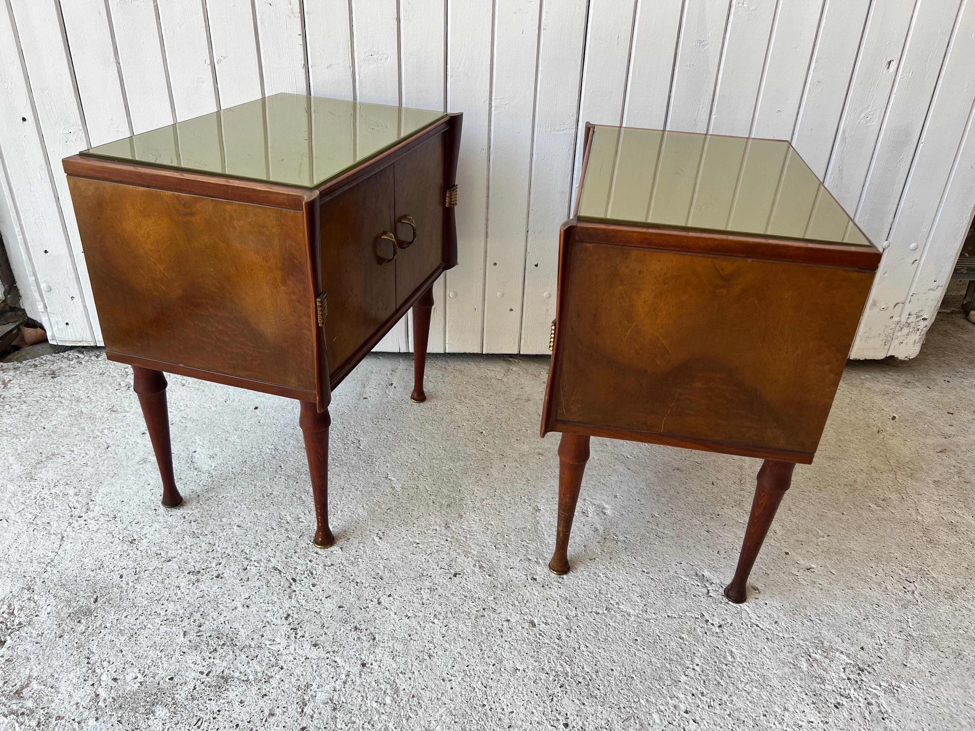 Pair of Side Bed Table, Midcentury Italian  For Sale 2