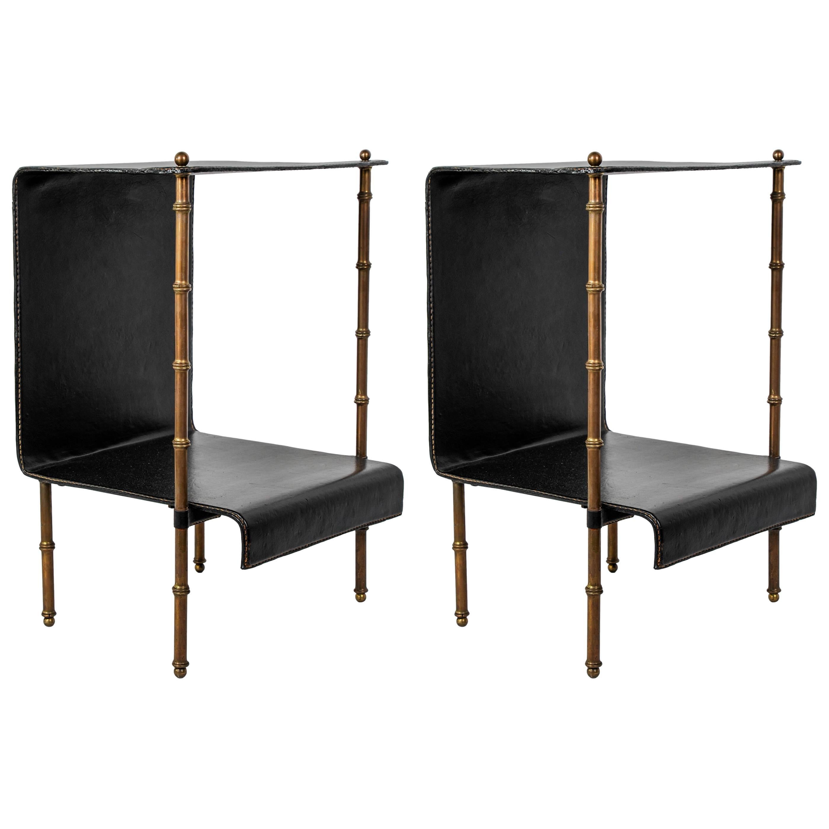 Pair of Side bed tables by Jacques Adnet