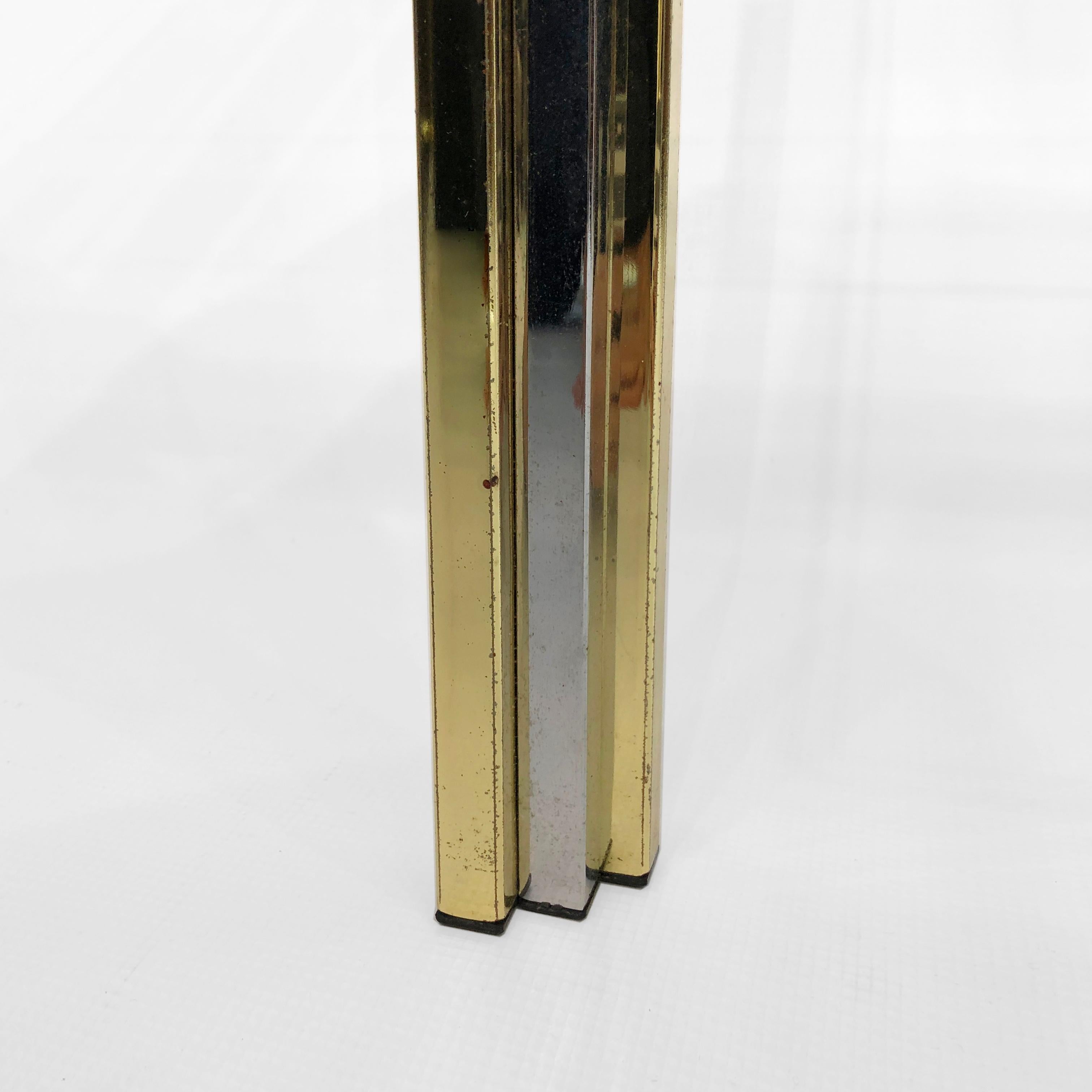 Pair of Side Brass Glass Chrome Tables Renato Zevi Style Hollywood Regency #2 For Sale 6