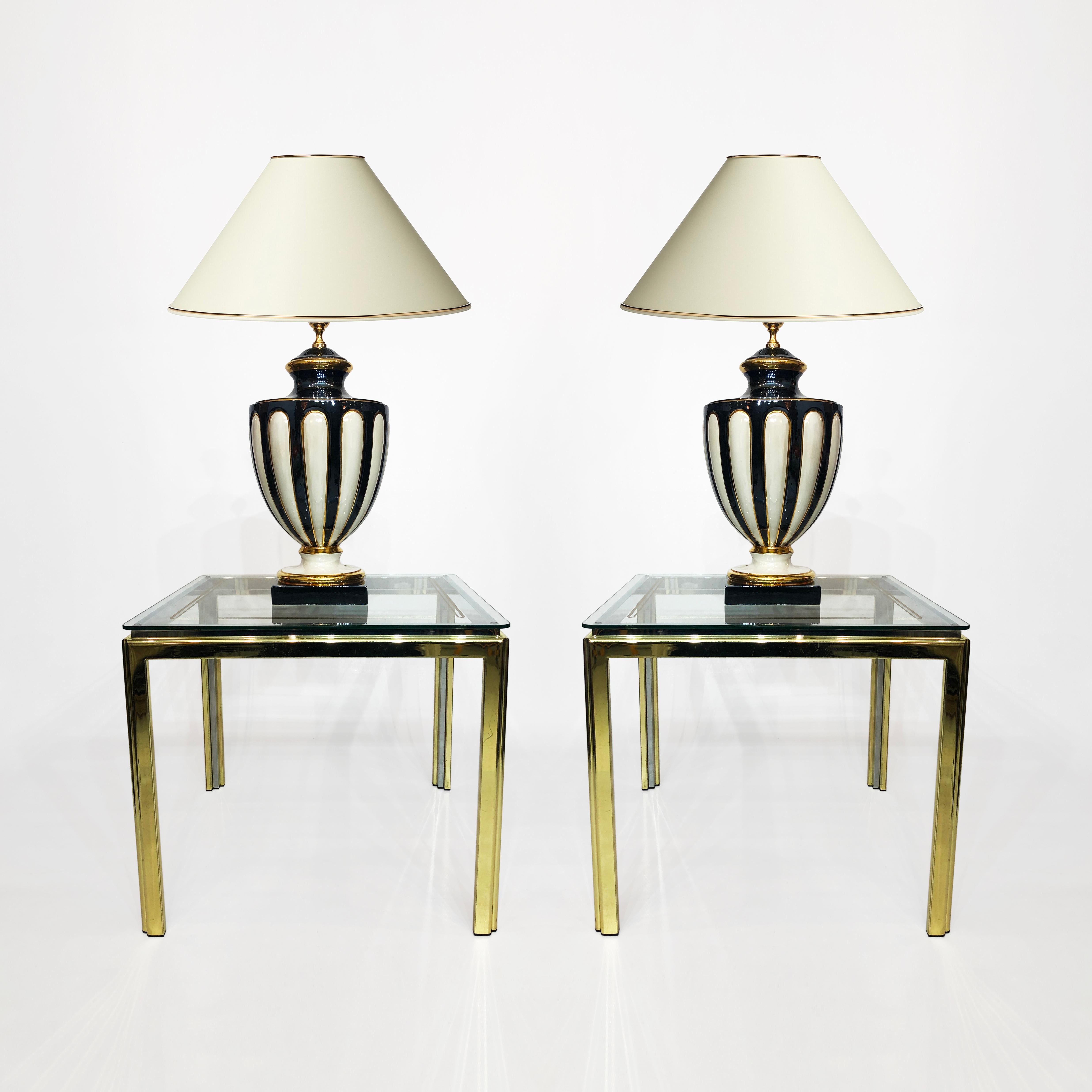 Italian Pair of Side Brass Glass Chrome Tables Renato Zevi Style Hollywood Regency #2 For Sale