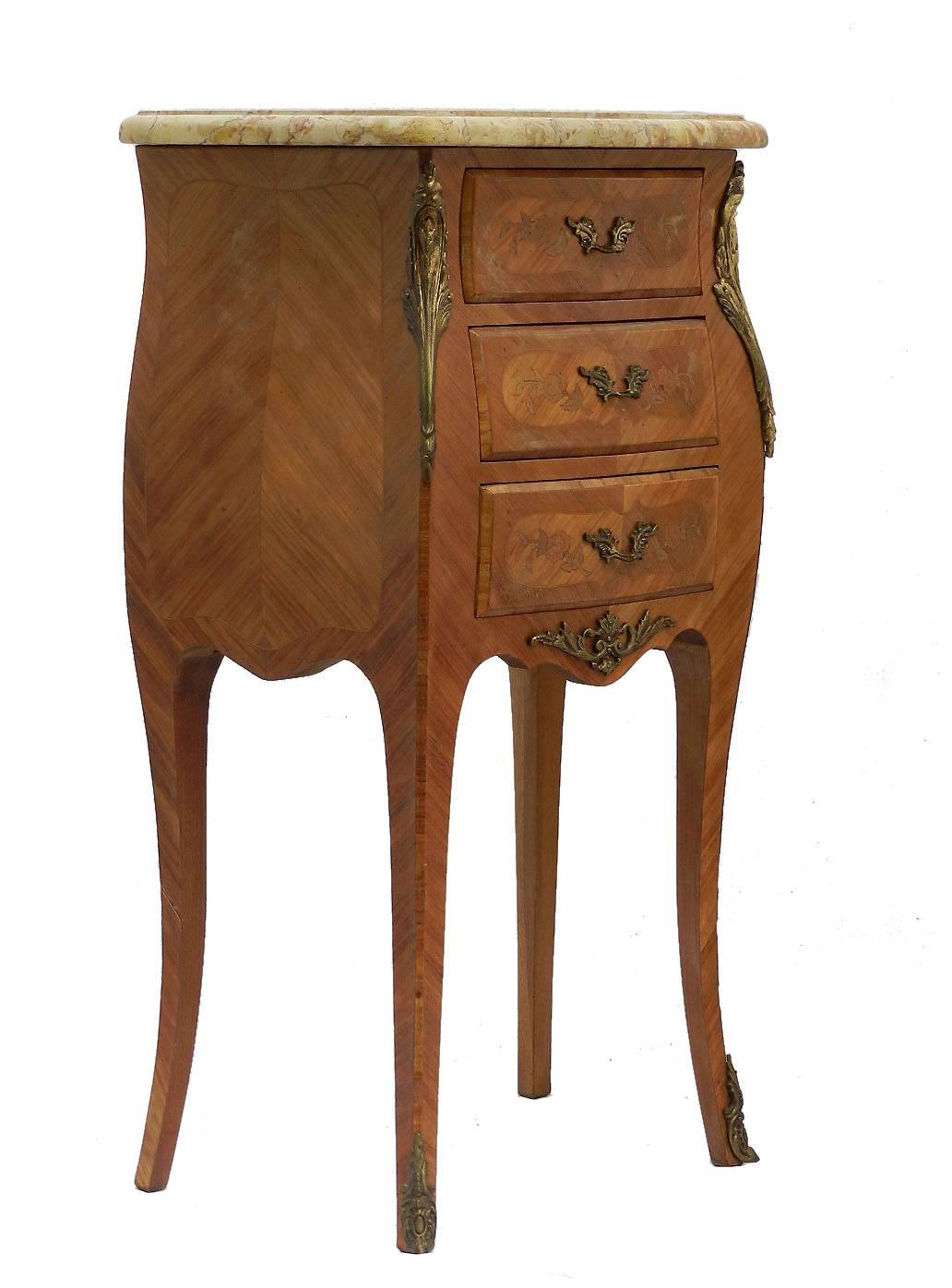 Louis XV Pair of Side Cabinets Tulipwood French Louis Style Bedside Tables Nightstands