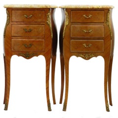 Antique Pair of Side Cabinets Tulipwood French Louis Style Bedside Tables Nightstands