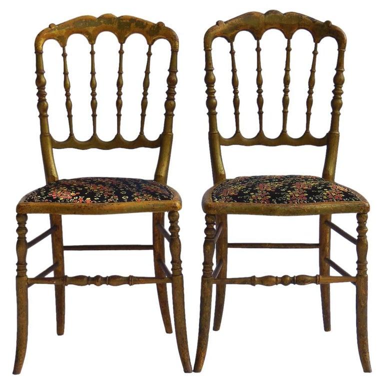 Pair of Side Chairs French Napoleon III Chiavari In Good Condition In Mimizan, FR