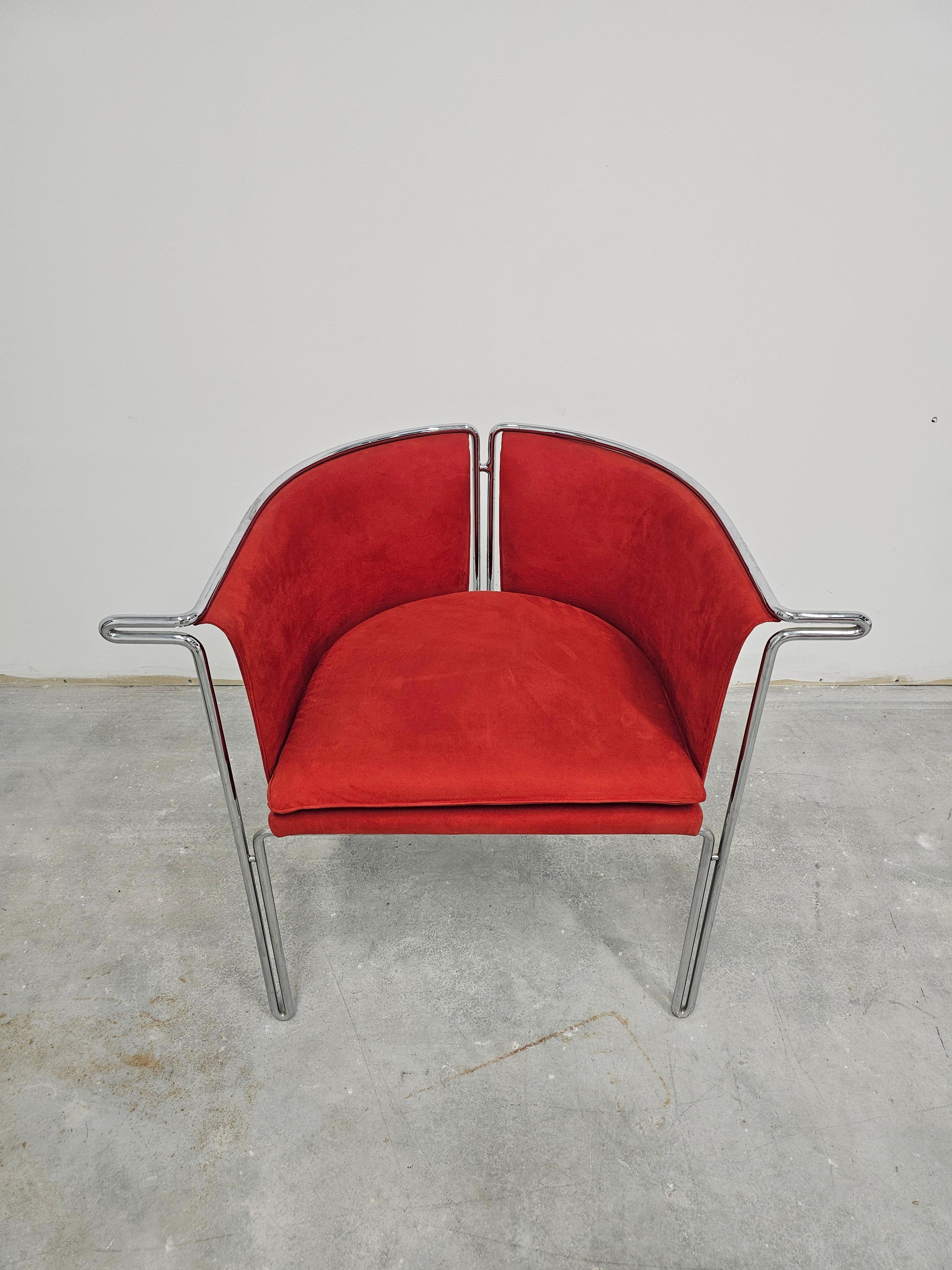 Steel Pair of Side Chairs from Entelechy Series by John Portman for Saporiti For Sale