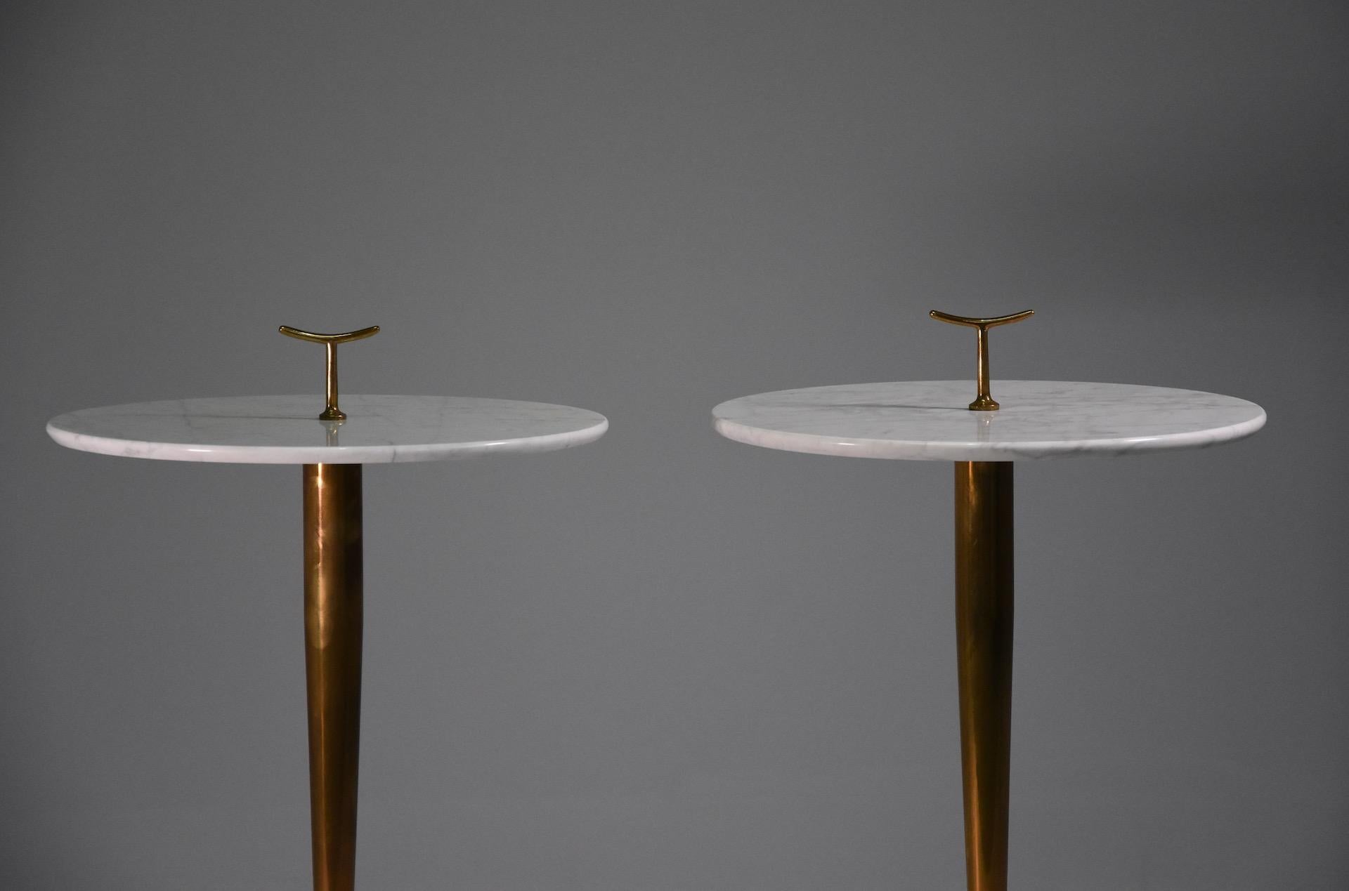Italian Pair of Side Coffee Table in Brass by Osvaldo Borsani, 1950