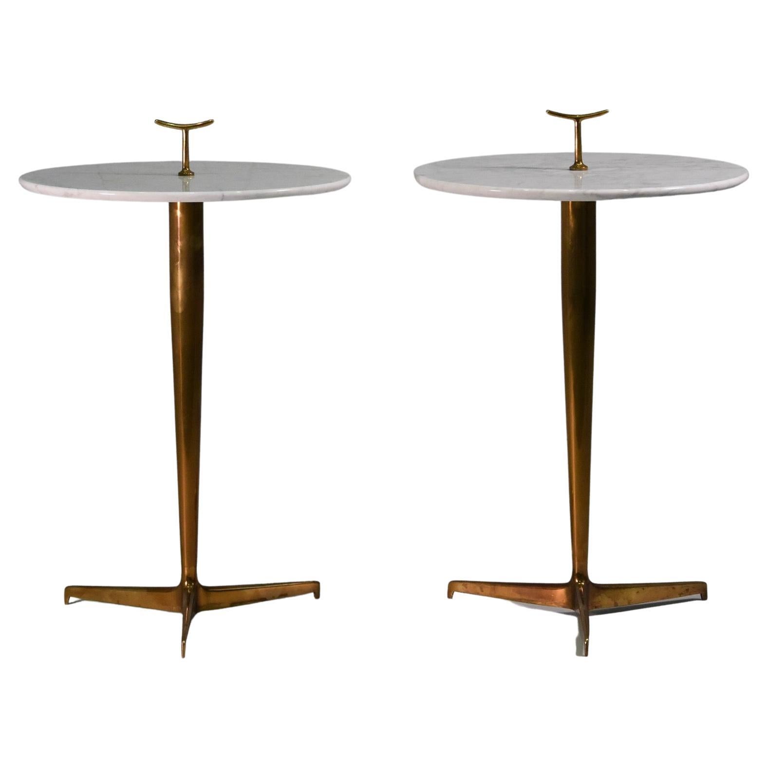 Pair of Side Coffee Table in Brass by Osvaldo Borsani, 1950