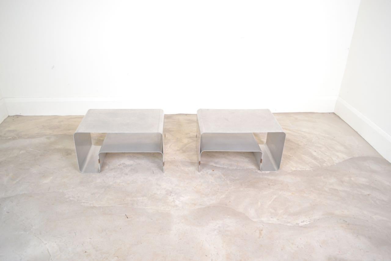 Pair of Side Steel Side Tables by Joelle Ferlande for Kappa, France, circa 1970 In Good Condition In Wargrave, Berkshire