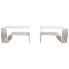 Pair of Side Steel Side Tables by Joelle Ferlande for Kappa, France, circa 1970