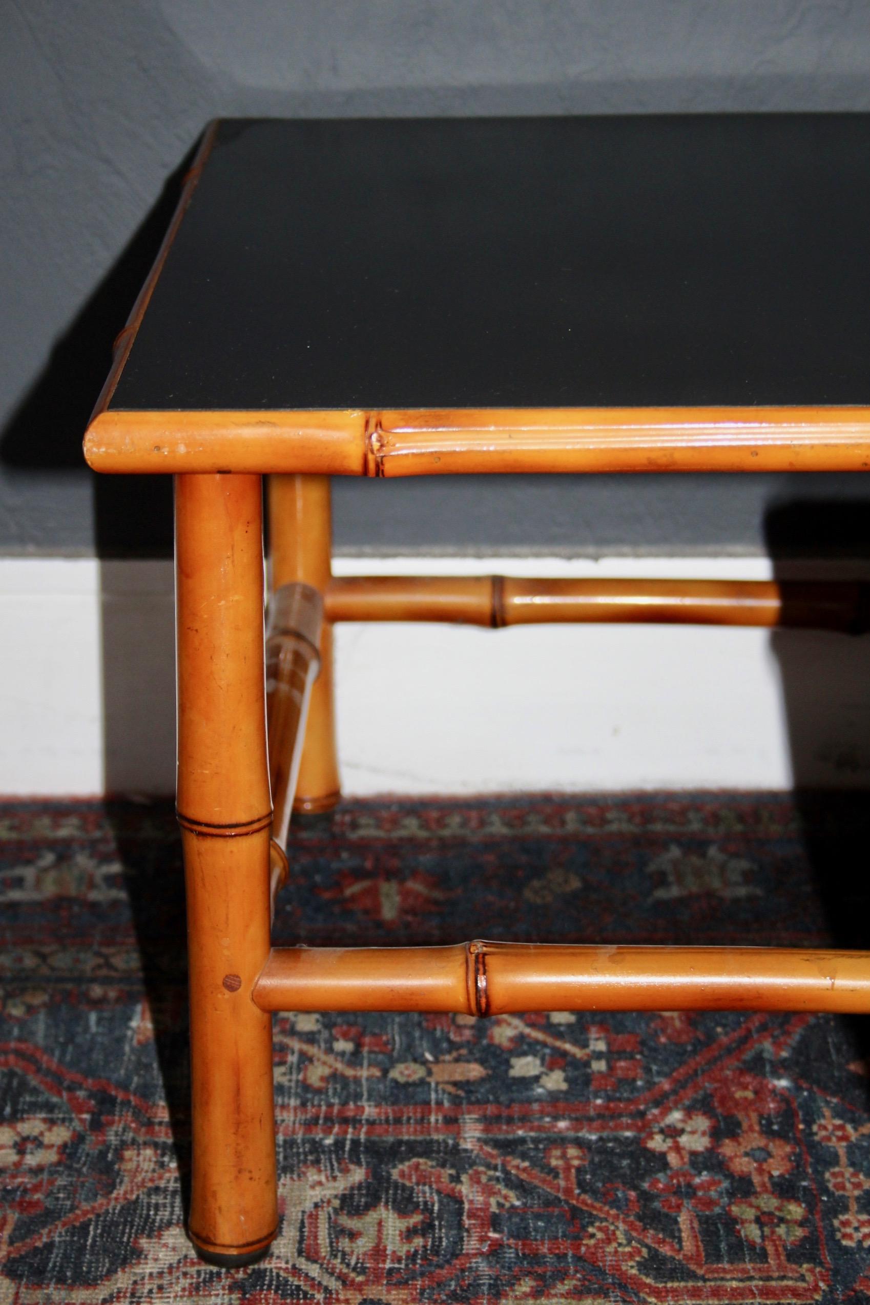 Pair of side table bamboo signed cogolin by Maurice Lauer For Sale 1