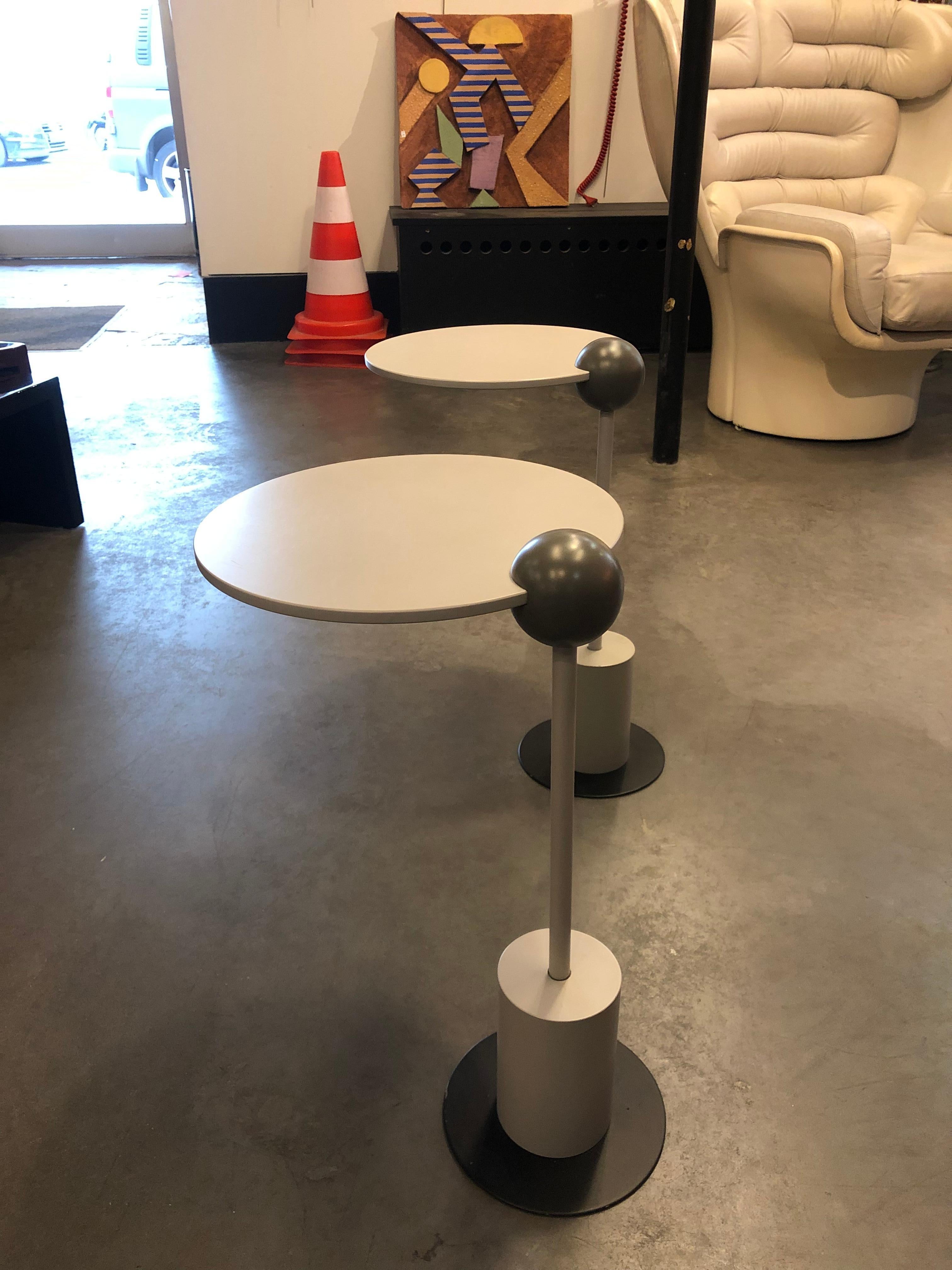 Metal Pair of Side table by Edward Geluk for Arco in Memphis style
