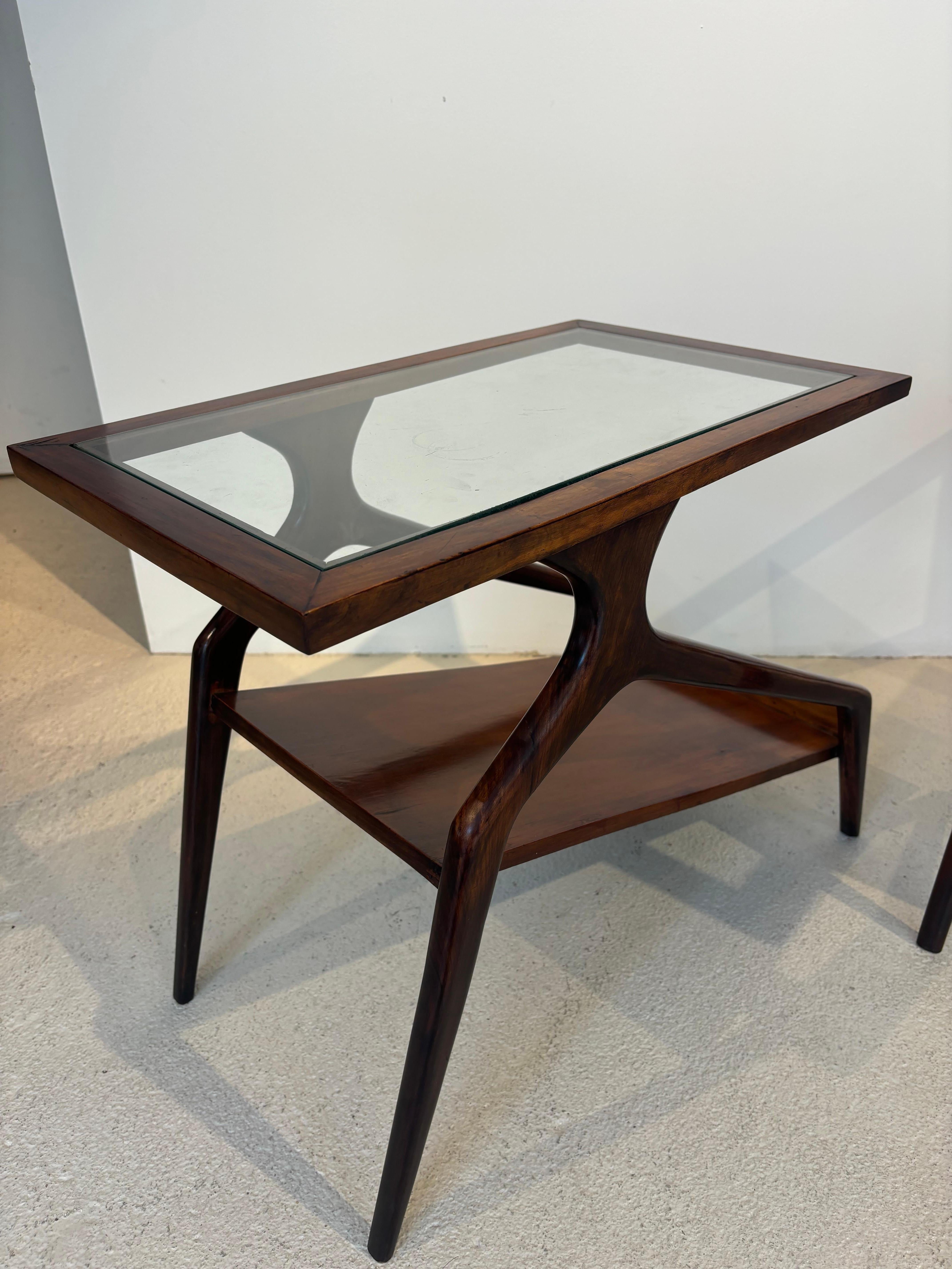 Glass Pair of side table by Giuseppe Scapinelli For Sale