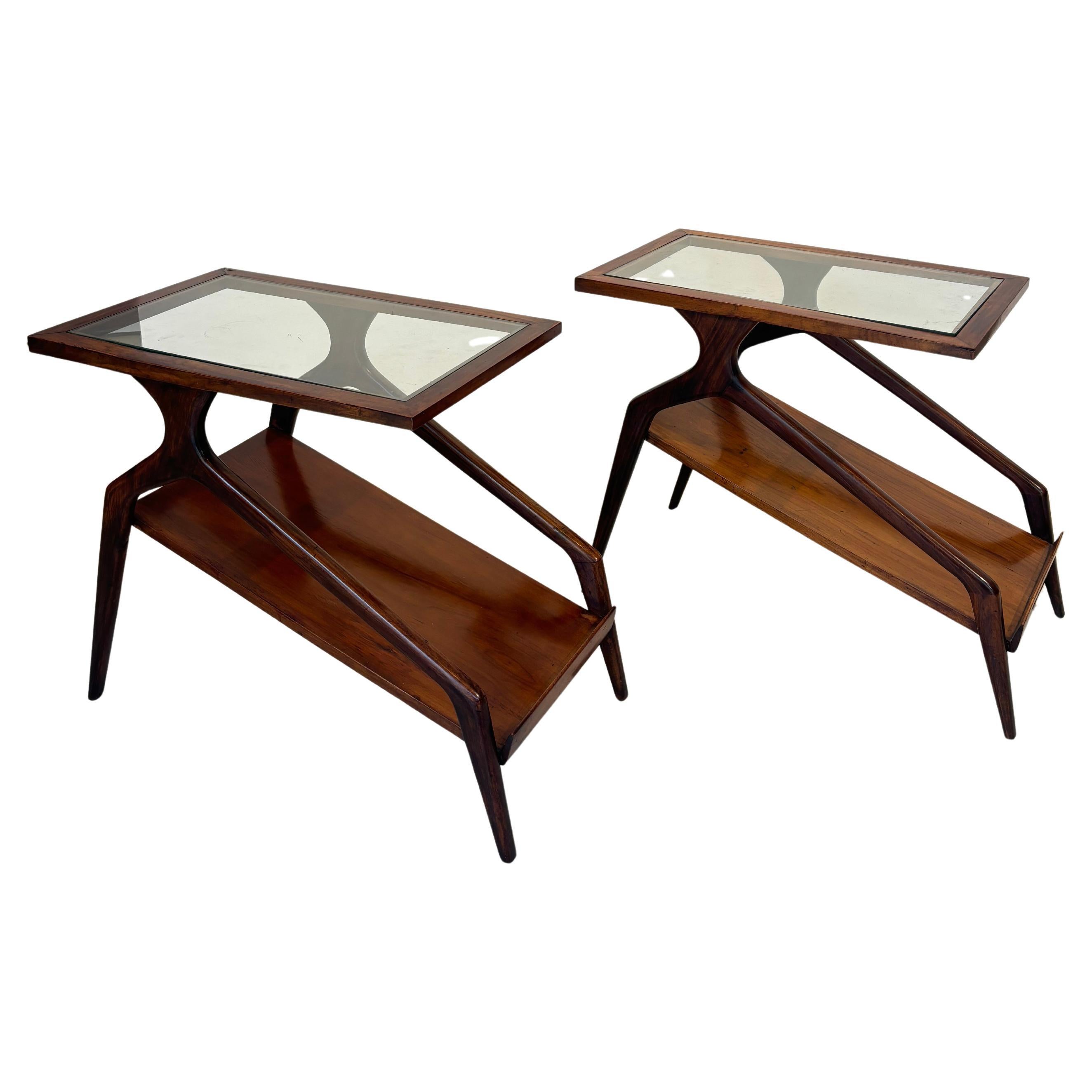 Pair of side table by Giuseppe Scapinelli For Sale