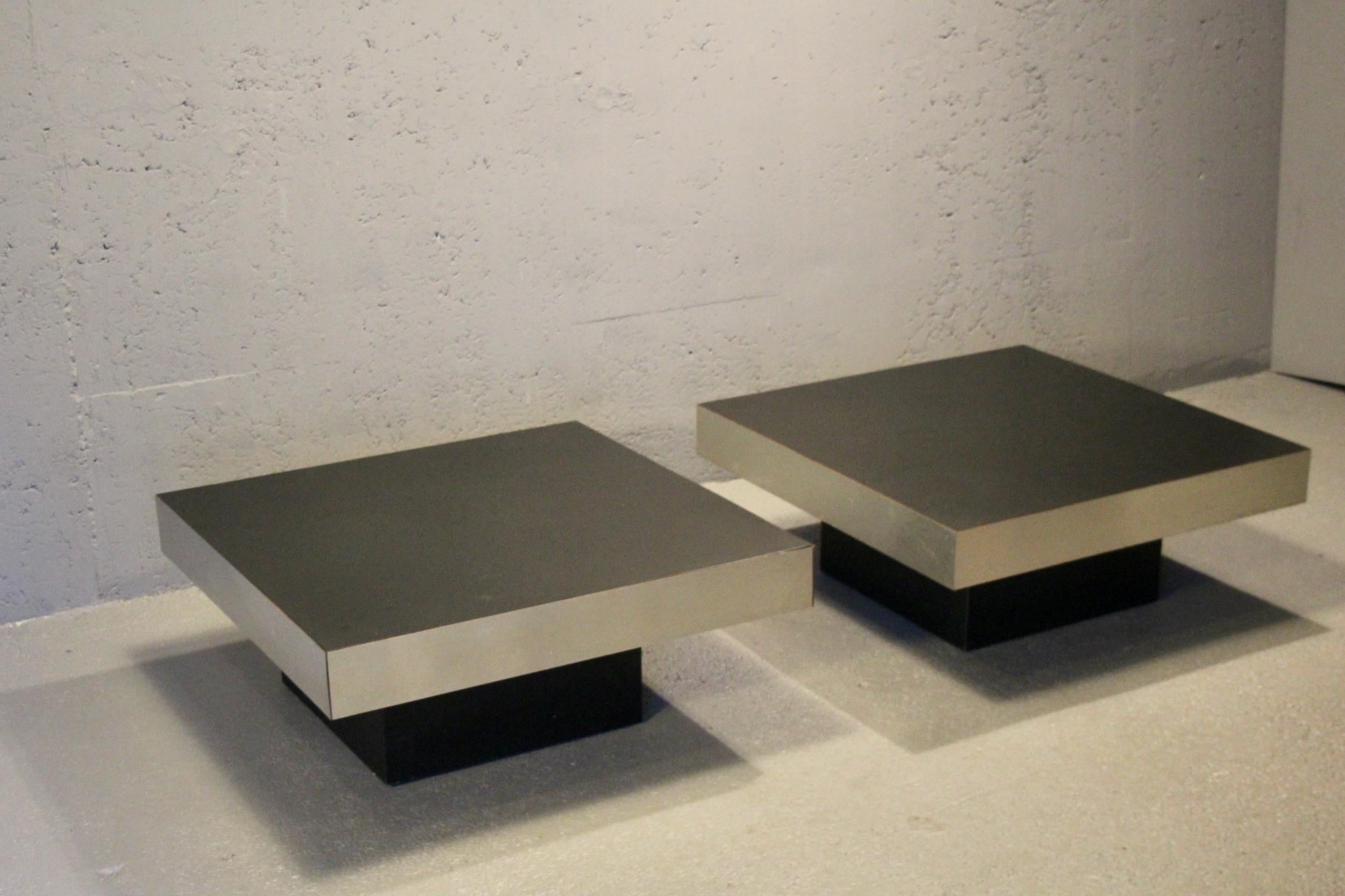 Pair of side table Willy Rizzo style , some damage on the top of one table see photo