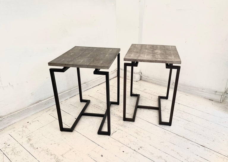 Pair of Side Table in Galuchat For Sale at 1stDibs
