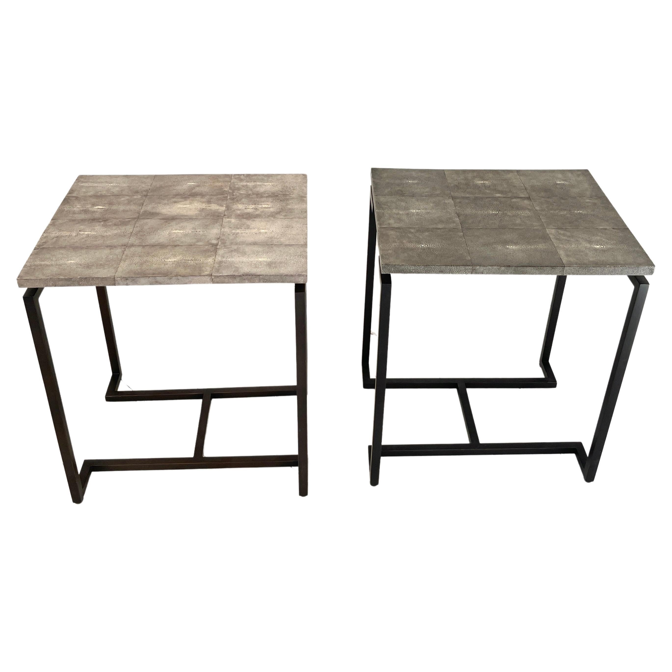 Pair of Side Table in Galuchat For Sale