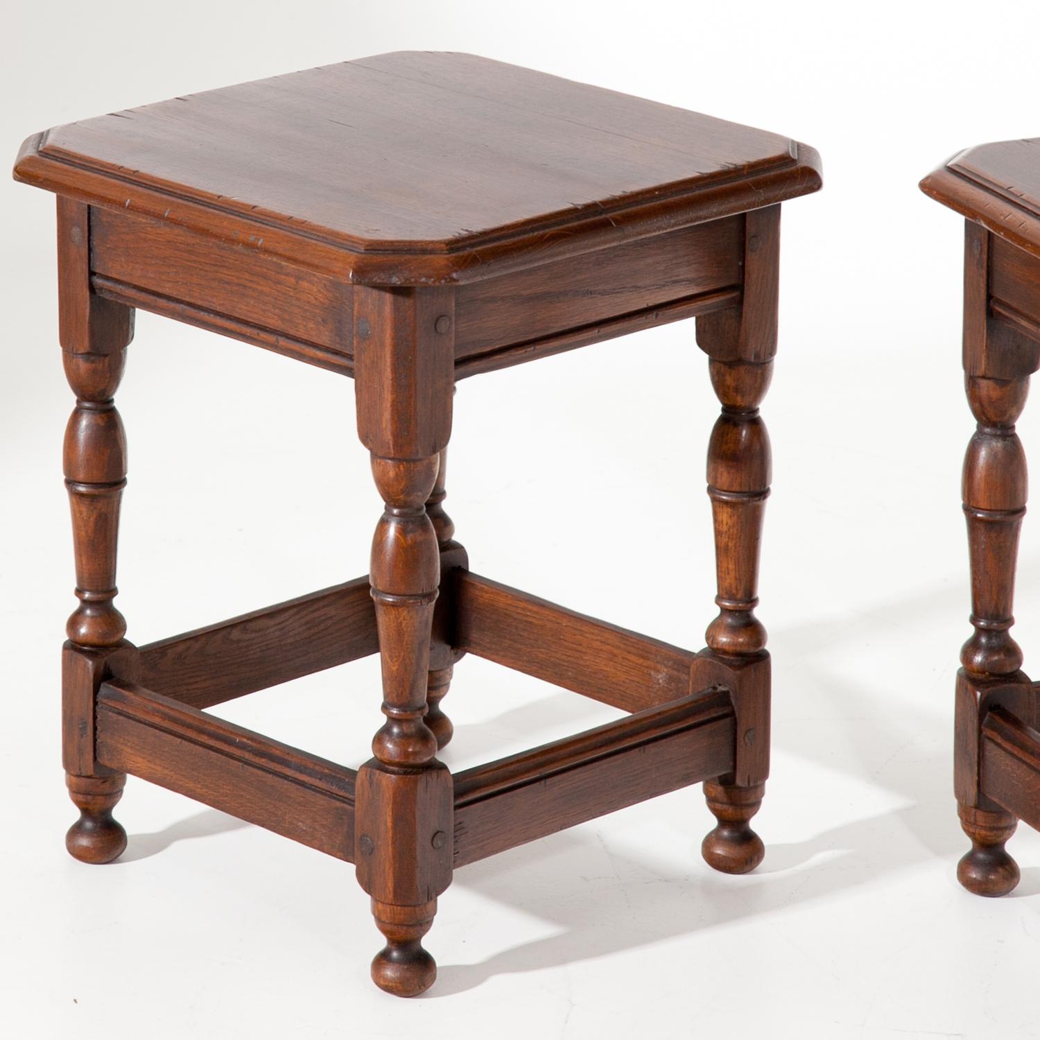 Oak Pair of Side Tables, 19th-20th Century