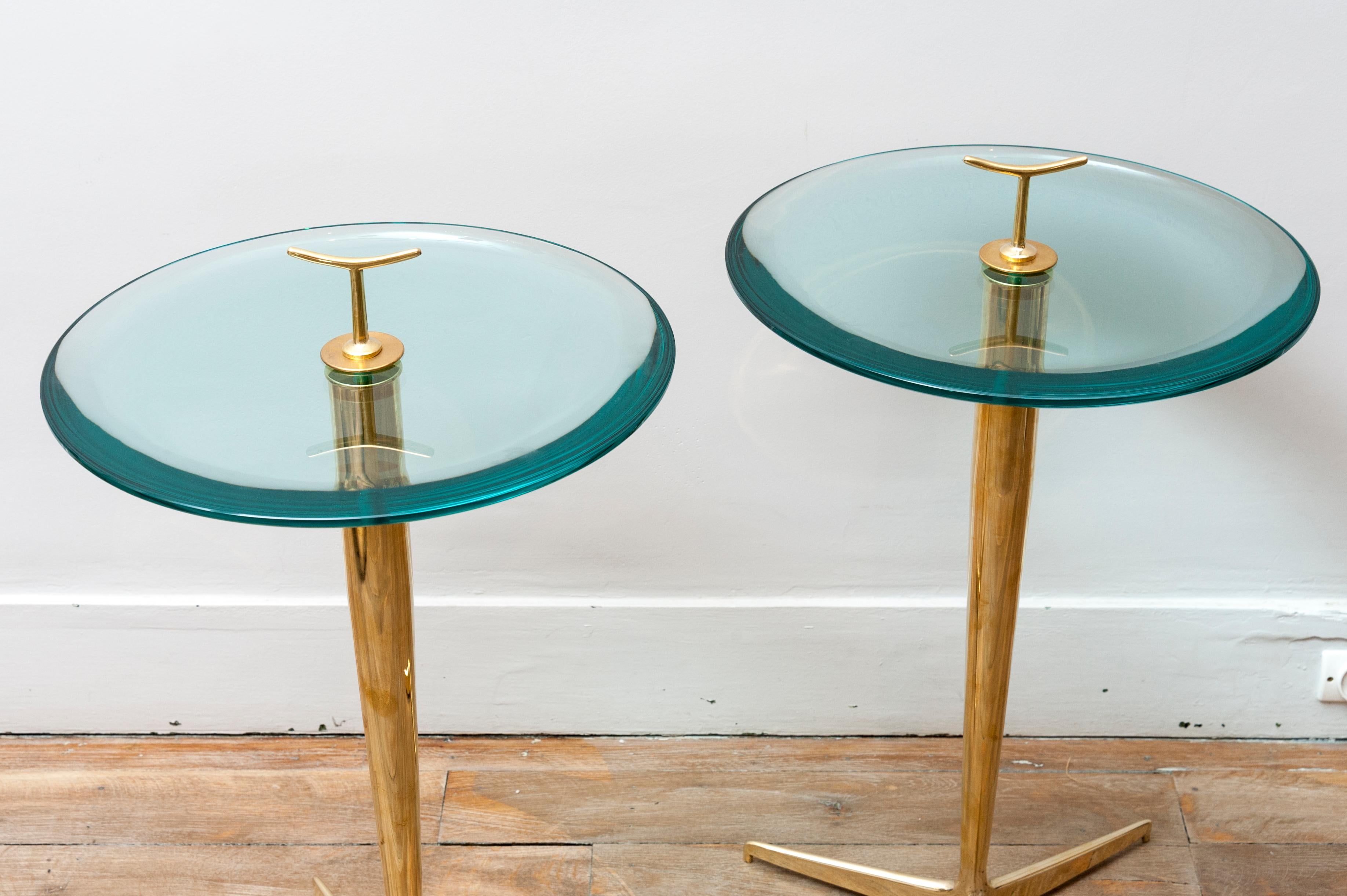 Mid-Century Modern Pair of Side Tables in the Style of Fontana Arte, circa 2000