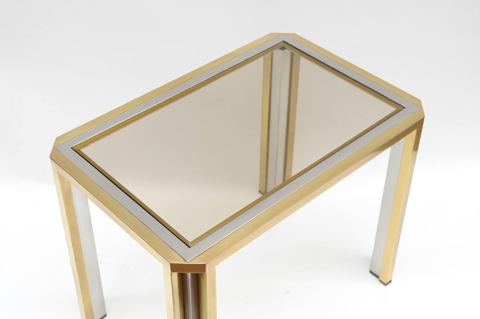 Brass Pair of Side Tables Attributed to Willy Rizzo