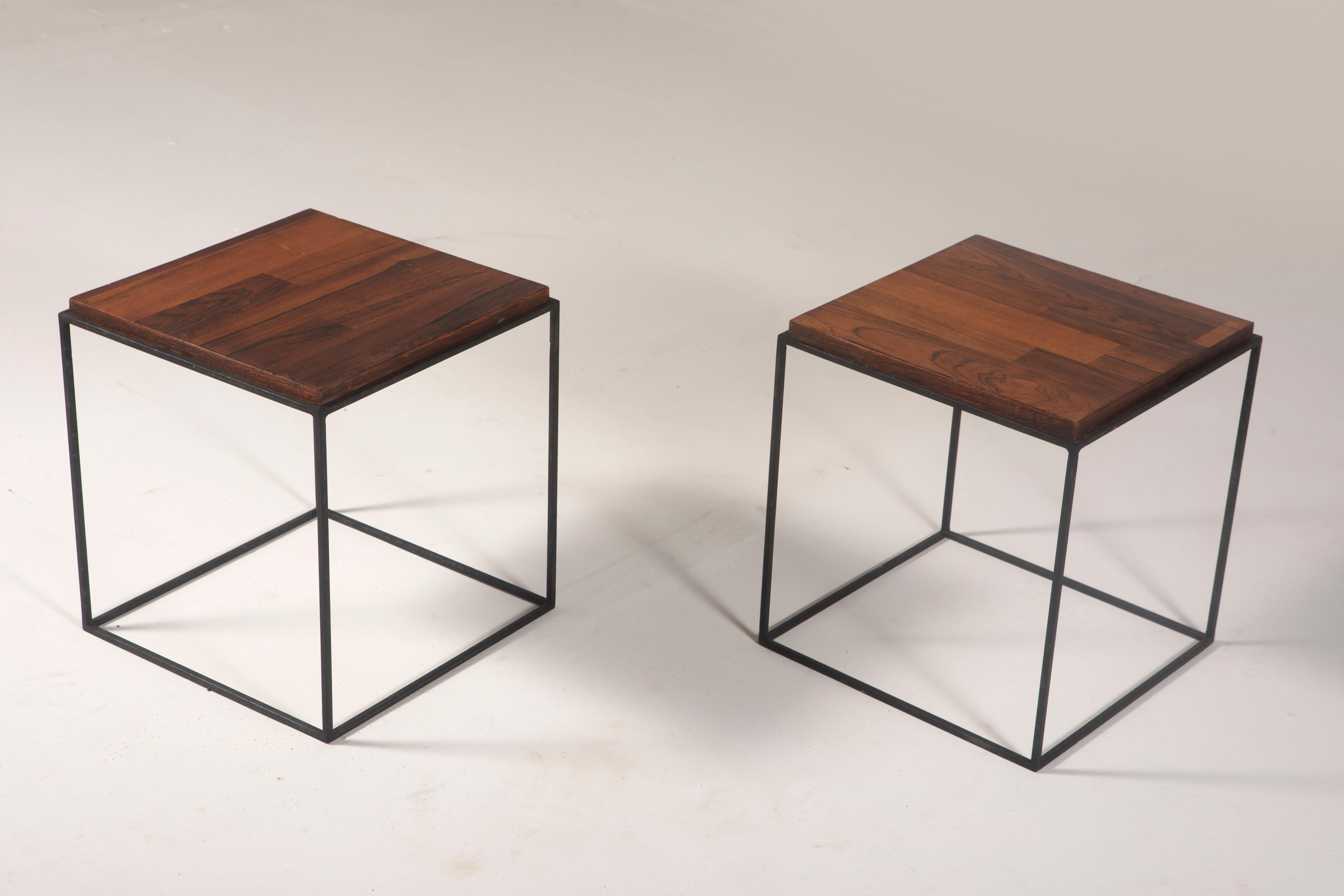 Mid-Century Modern Pair of Side Tables by Brazilian Designer, 1960s For Sale