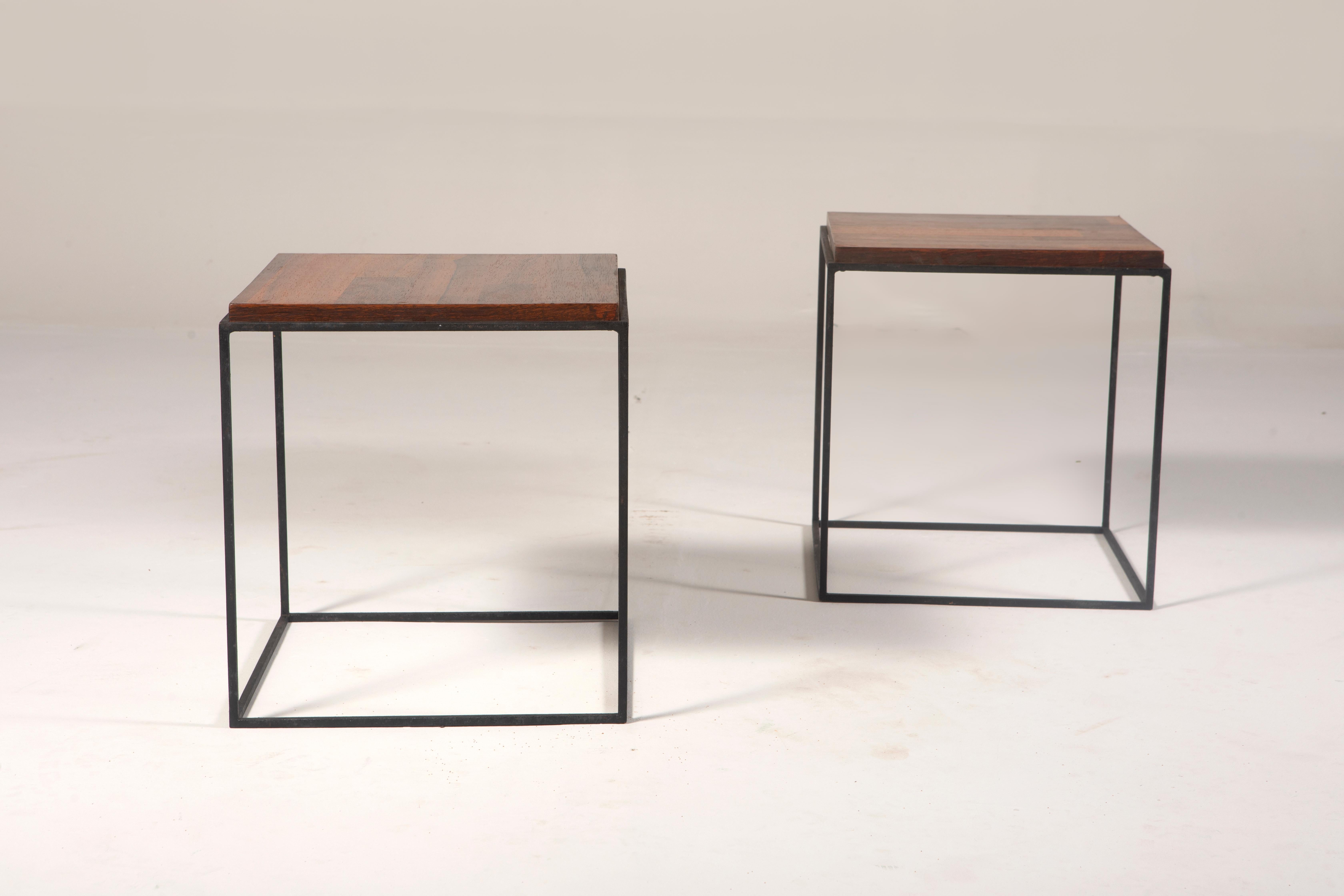 Varnished Pair of Side Tables by Brazilian Designer, 1960s For Sale