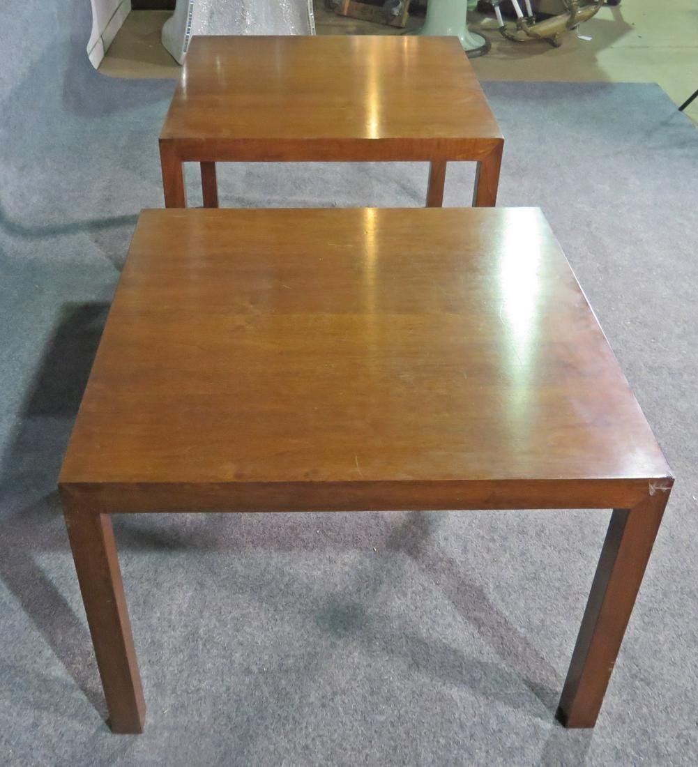 With a simple and clean design, these vintage square-shaped side tables by Dunbar are sure to add timeless Mid-Century Modern style to any room. Please confirm item location with seller (NY/NJ).