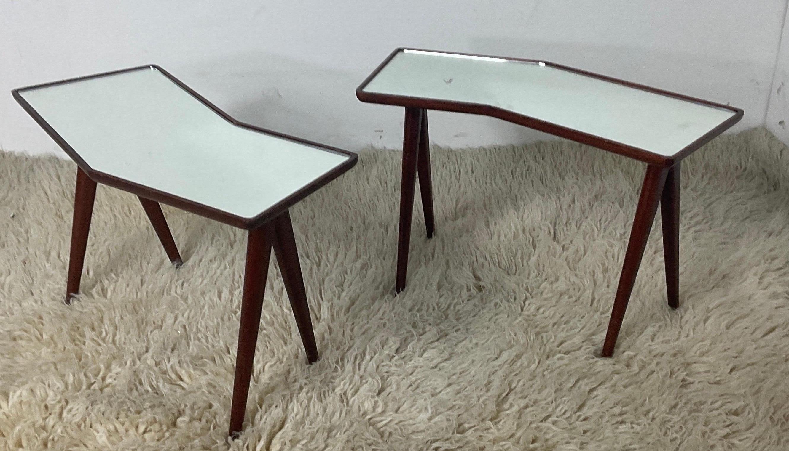 Italian Pair of side tables by Gio Ponti for Fontana Arte, 1950s For Sale